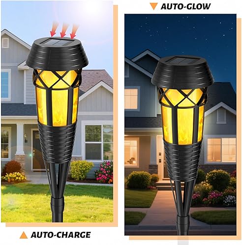 Miniatura 9 de Evelynsun Tiki - Antorcha solar para exteriores, luz solar con llama parpadeante, impermeable, antorchas Tiki para exteriores