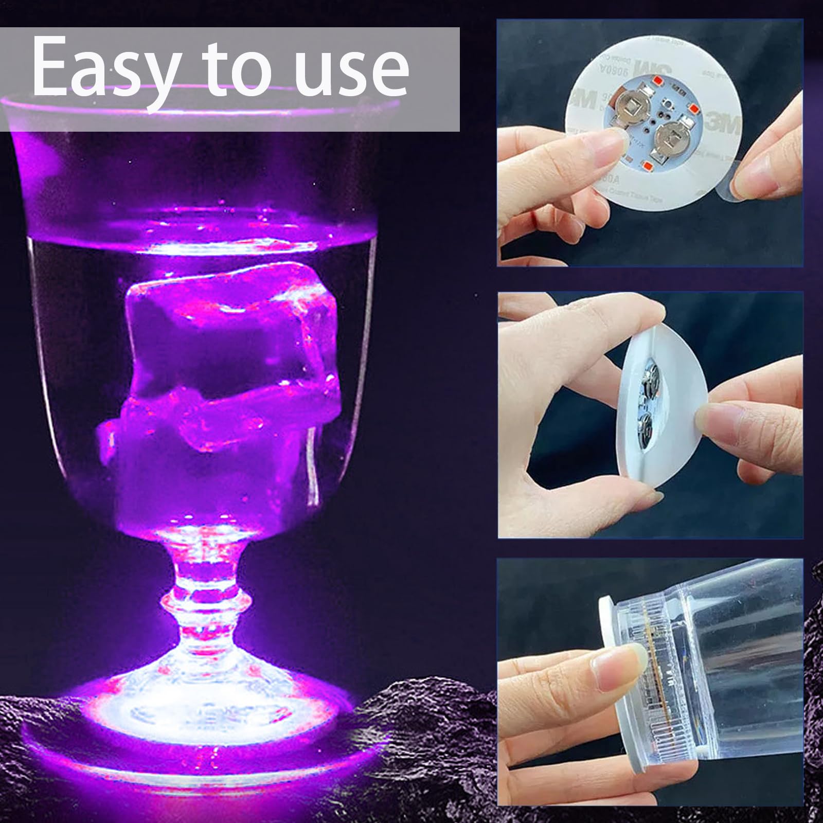 Dessous De Verre LED, Lot De 12 Sous-verres Lumineux, Lumières LED Pour