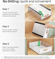 Kitstorack Kihúzható Fiók Szekrénybe - 40x40x16 cm Fehér Műanyag Tárolórendszer Konyhába, Fürdőszobába - Csúszósínes Rendszerező Polc Fogant 5