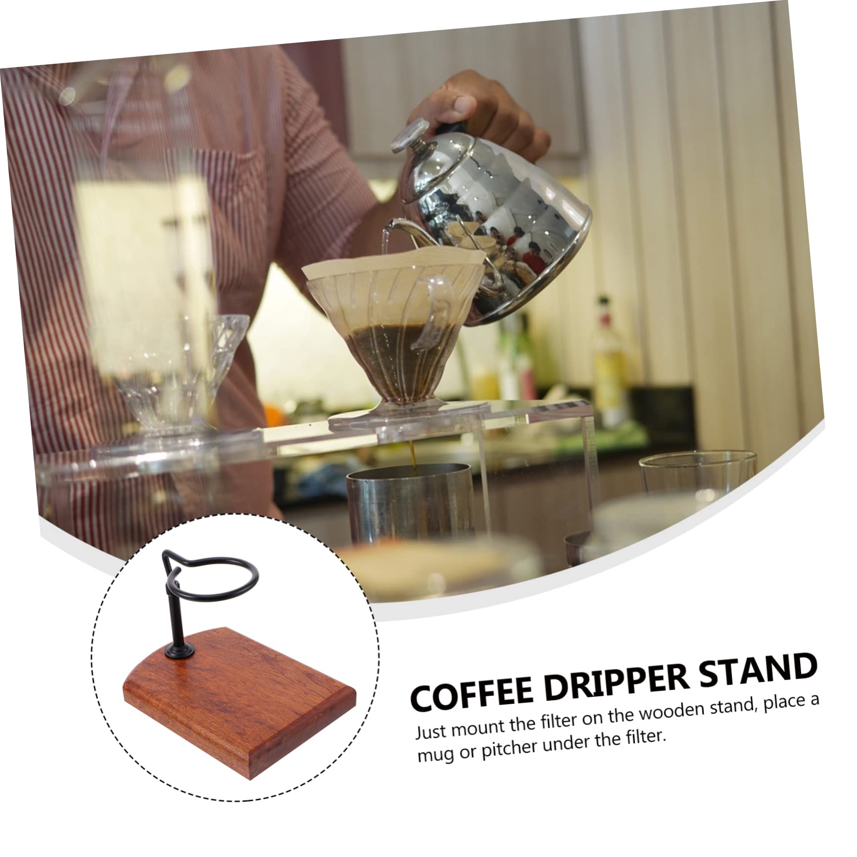 OSALADI Hand-punch Stand Dripper Rack Wood Filter Cup Stand Decorative Ideal for Coffee Lovers