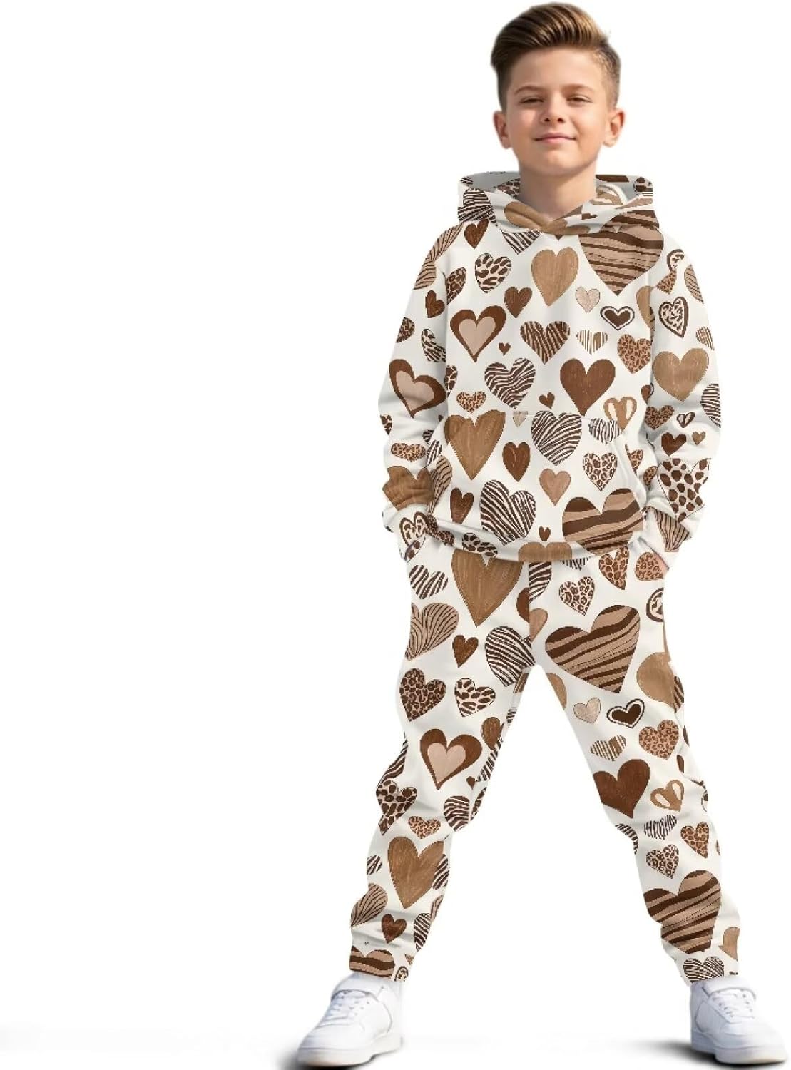 Pensura Boys Girls Fashion Clothes 2pcs Long Sleeve Hoodie Sweatshirt and Cargo Jogger Pants with Pockets
