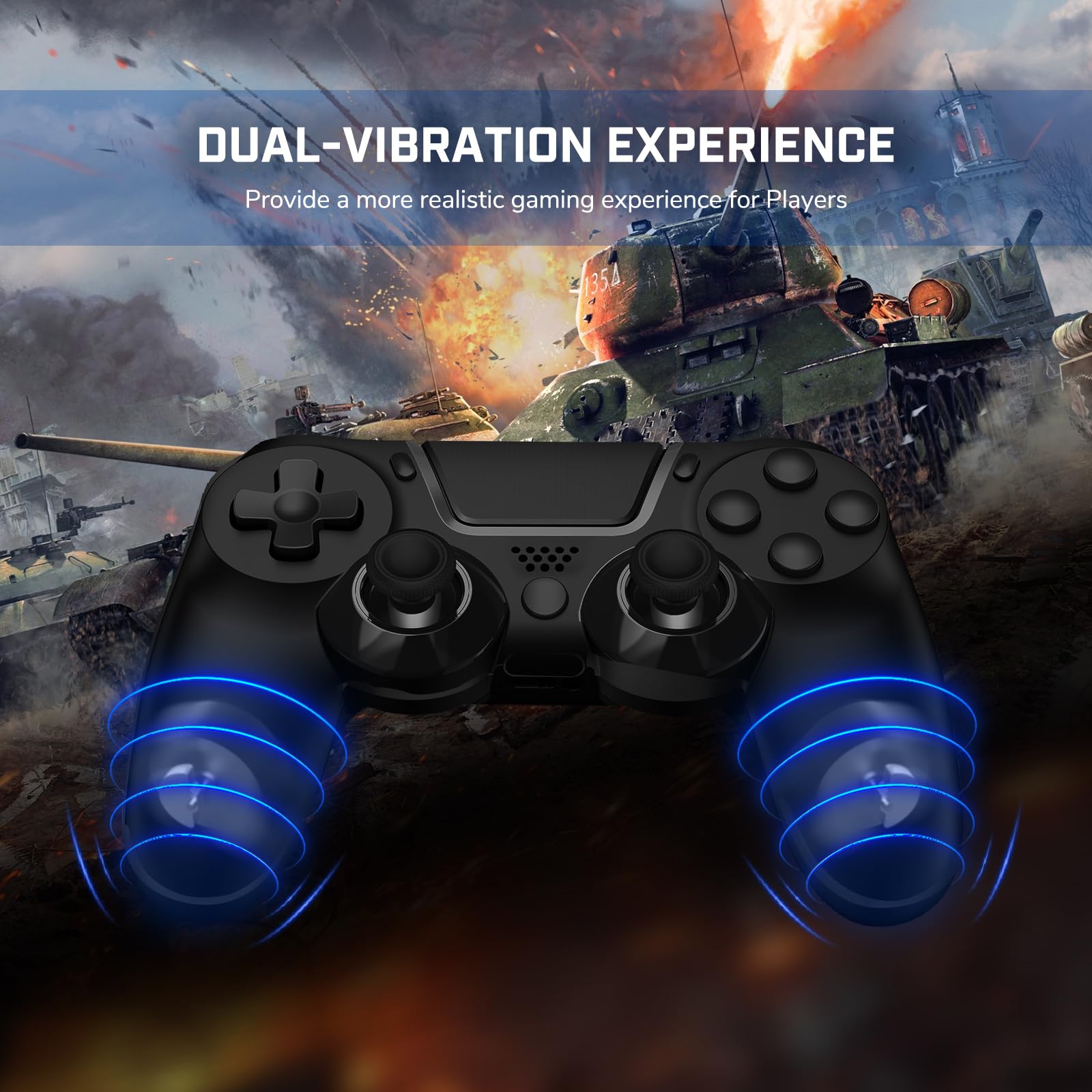 Confezione da 2 controller wireless PS4, controller di gioco wireless per PS4/Pro/Slim/PC con doppia vibrazione/sensore a 6 assi/controllo del movimento/touch pad/jack audio da 3,5 mm (nero e bianco)
