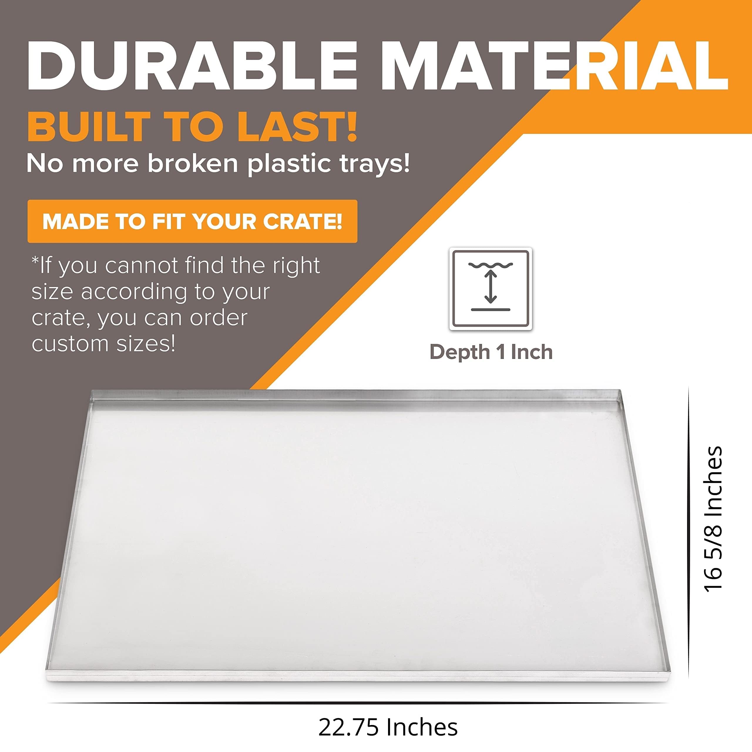 Metal Replacement Tray for Dog Crate Pan Chew Proof & Crack Proof Pet