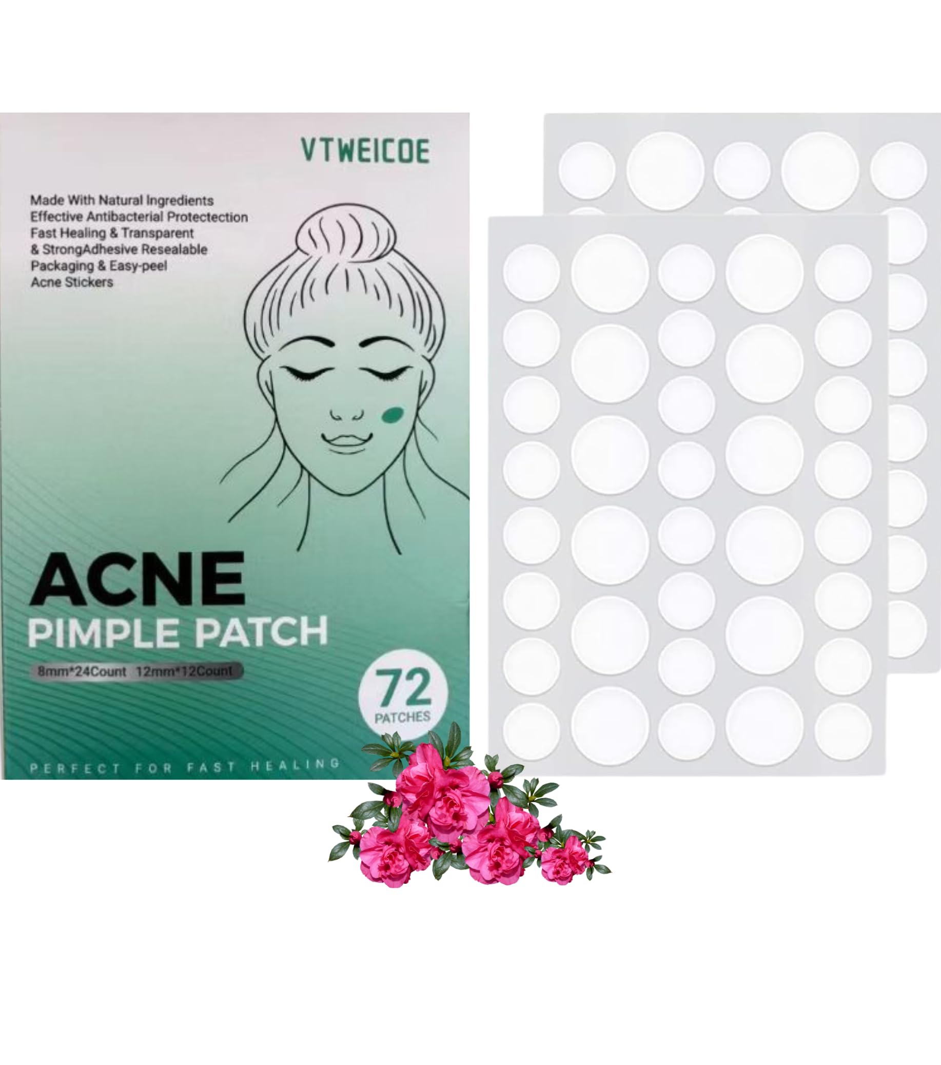 Acne Patches for Face Hydrocolloid Acne Patches for Acne Pimple Waterproof Invisible Patch Overnight Healing for Acne Blemishes