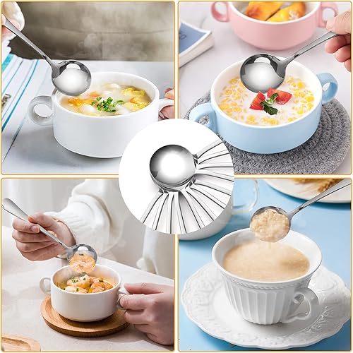 Miniatura 5 de Cucharas de acero inoxidable, 12 unidades, 7.1 pulgadas, cuchara redonda, apta para lavavajillas (7.1 pulgadas)