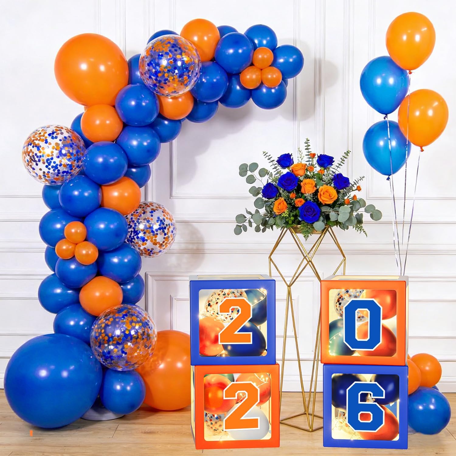 Graduation Decorations Class of 2026 - Orange and Blue Graduation Decorations - Balloons Boxes with Letters 2026 GRAD So Proud of You, Congrats Grad Party Decorations for Any Grades