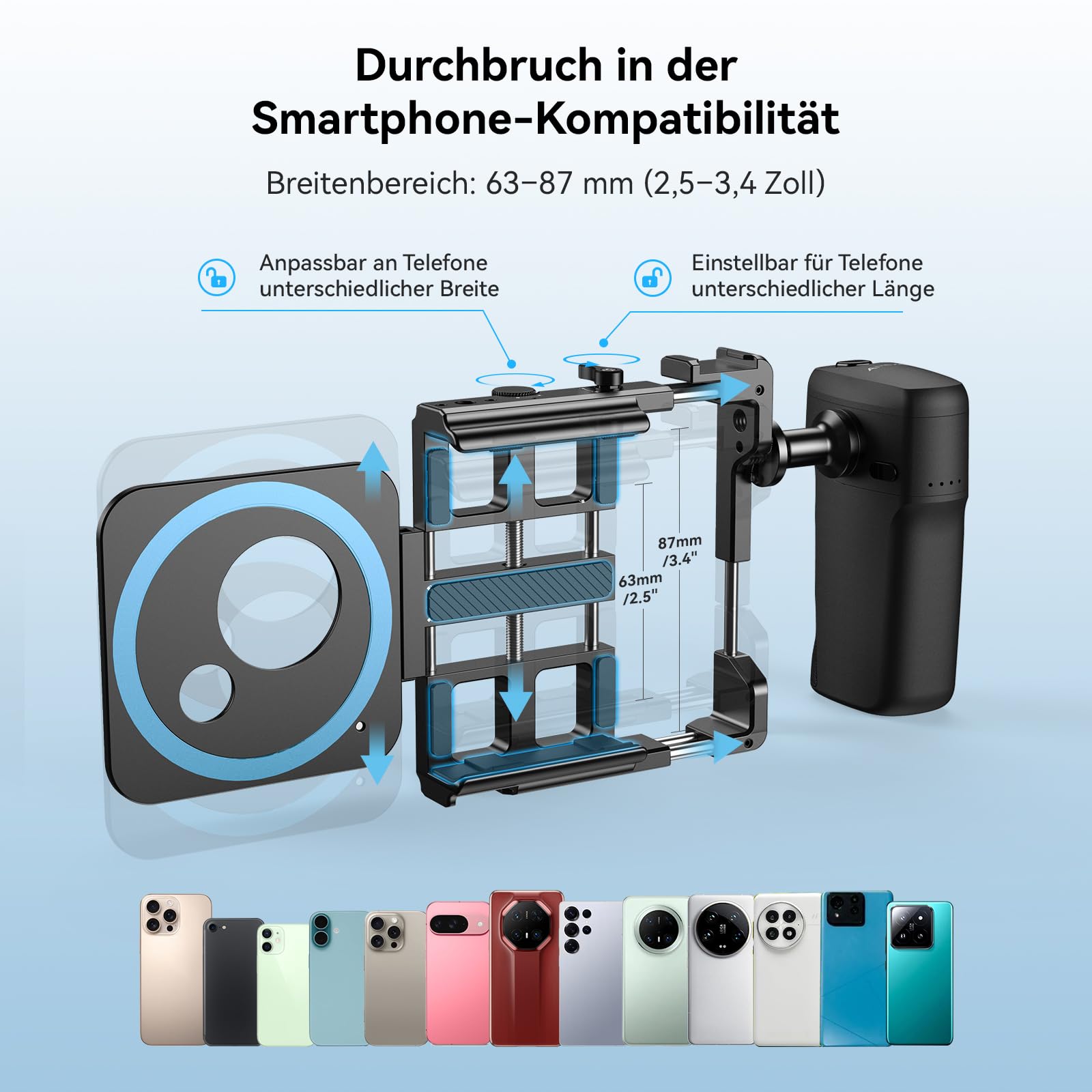 APEXEL iPhone Rig Kit, Smartphone Video Rig mit magnetischem Bluetooth, 2500 mAh-Griff-Ladehülle, 67/37/17 mm Filteradapter, Geeignet für iPhone 16/15/14, und andere Mobiltelefone