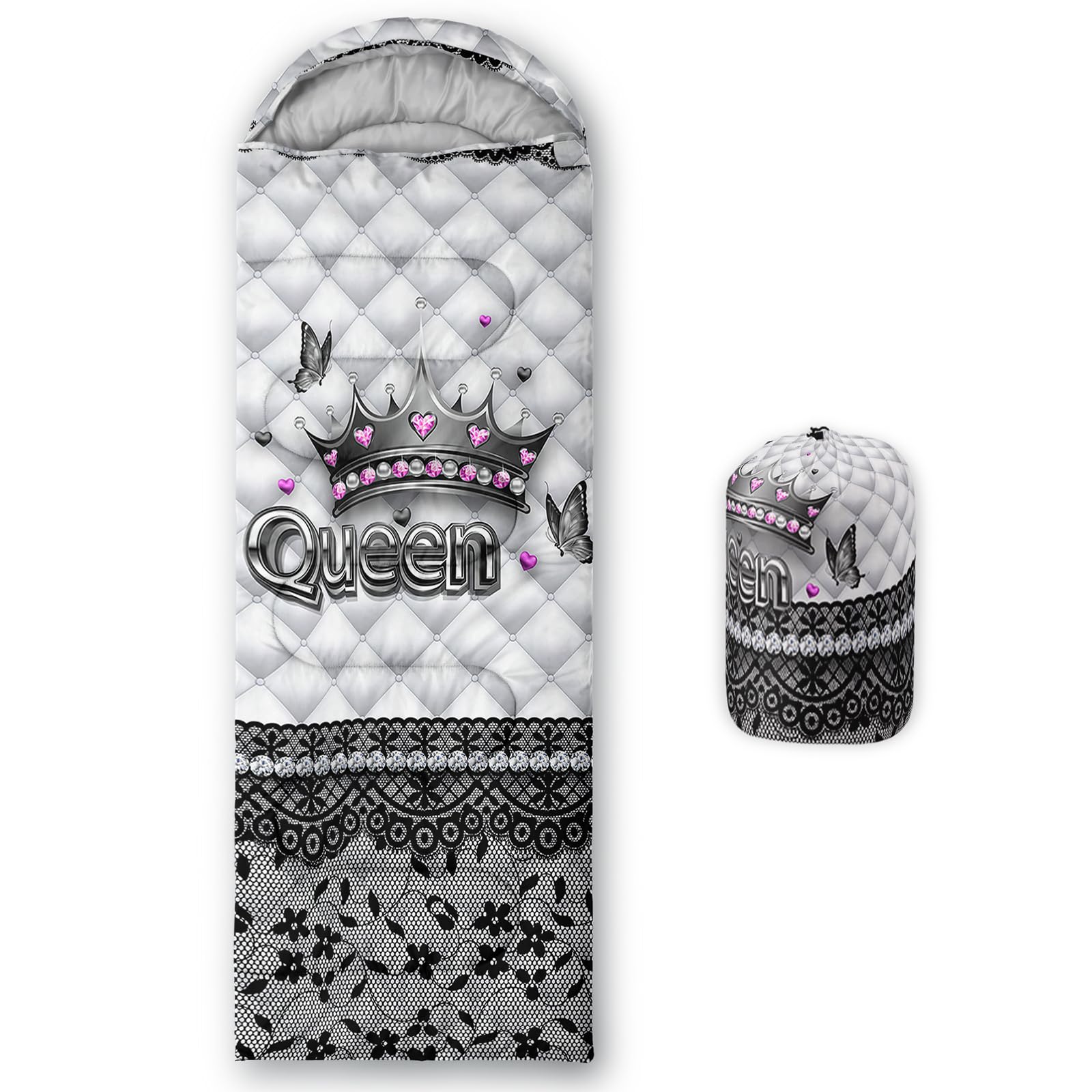 QOOMO Ball Flower Camping Sleeping Bags,3 Season Warm &amp; Cool Weather,Lightweight,Waterproof Sleeping Bags for Adults &amp; Kids,Traveling,and Outdoors,Camping Gear Equipment