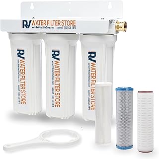 Enhanced Virus Hero South of The Border RV Water Filtration System 3-Stage Filtration, 0.2 Micron Virus Removal, Chlorine Reduction, & Heavy Metal Removal – Ideal for RVs, Motorhomes, & Campers