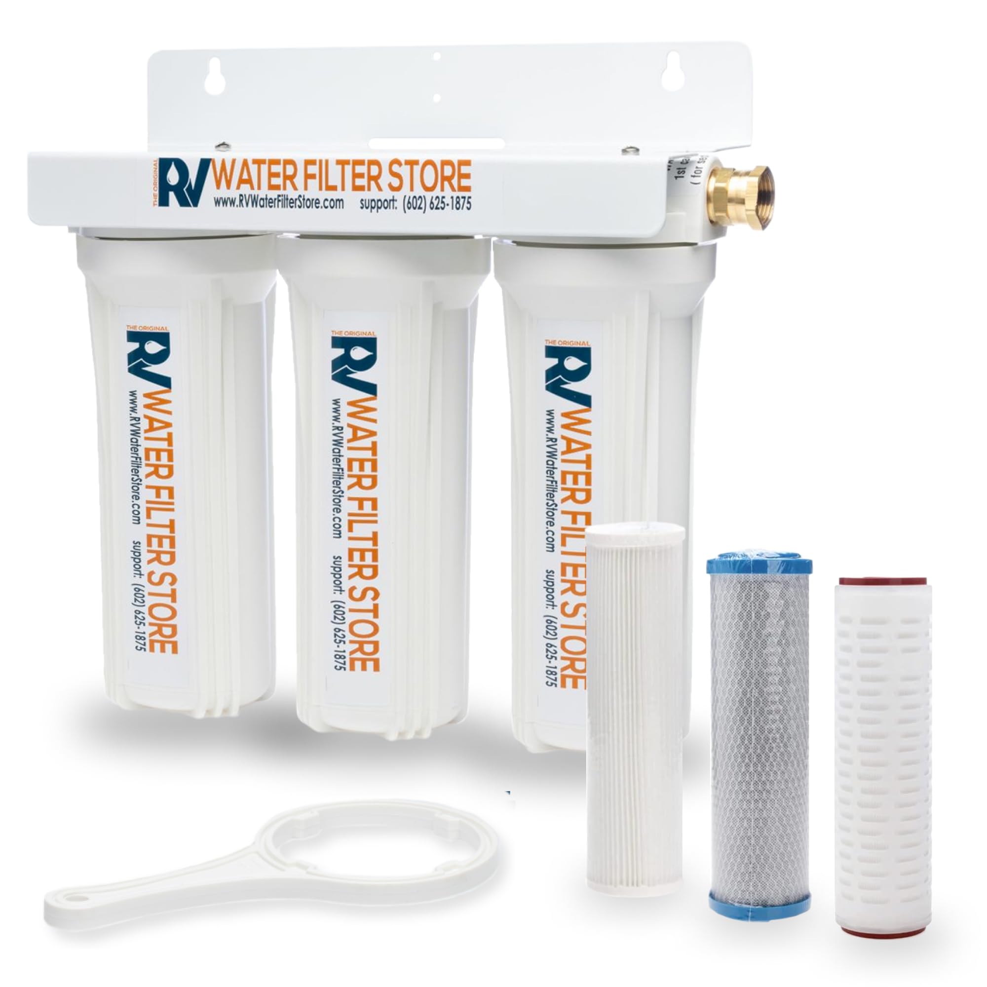 Enhanced Virus Hero South of The Border RV Water Filtration System 3-Stage Filtration, 0.2 Micron Virus Removal, Chlorine Reduction, & Heavy Metal
