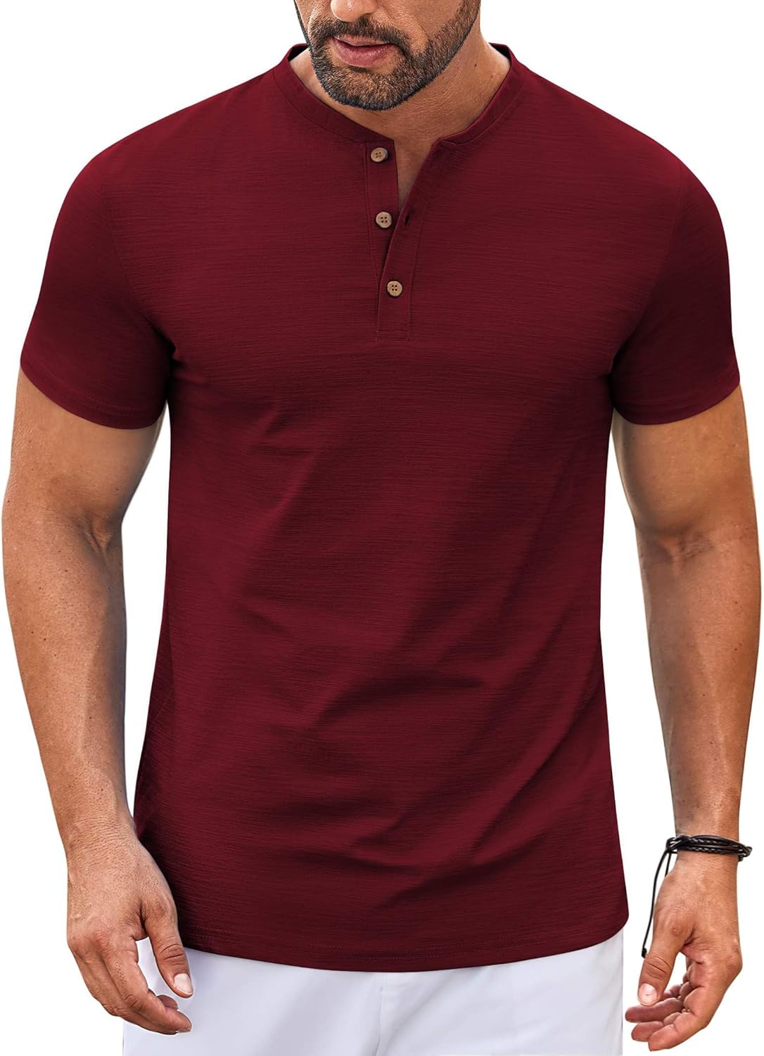 COOFANDY Mens Henley Shirts Short Sleeve Casual Button Down Shirts Lightweight Summer Basic Tee
