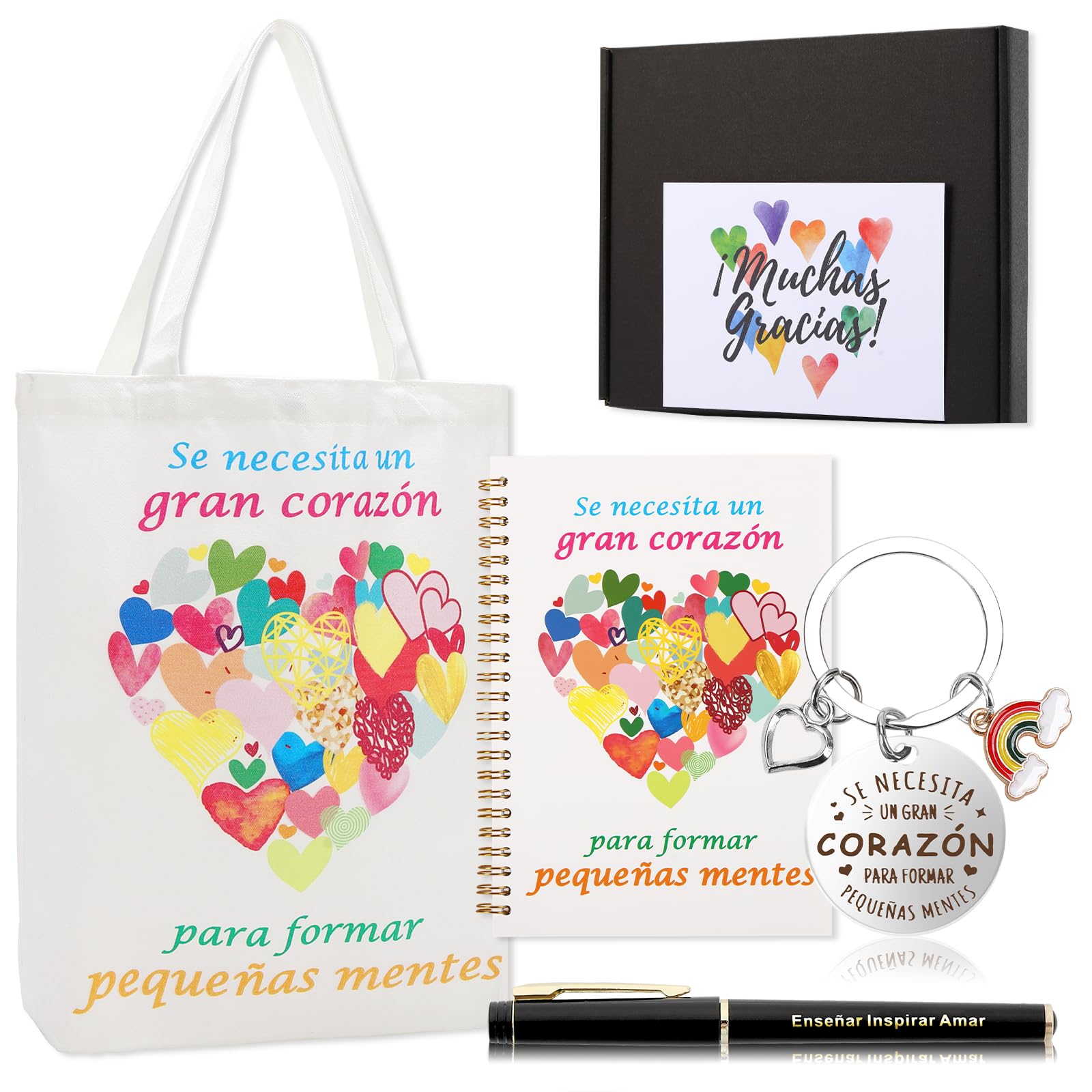 Echehi Set De 6 Piezas Regalo Profesora Infantil Con Tote Bag, Cuaderno A5, Bolígrafo, Llavero, Caja De Regalo Para Profesora Maestra Personalizado