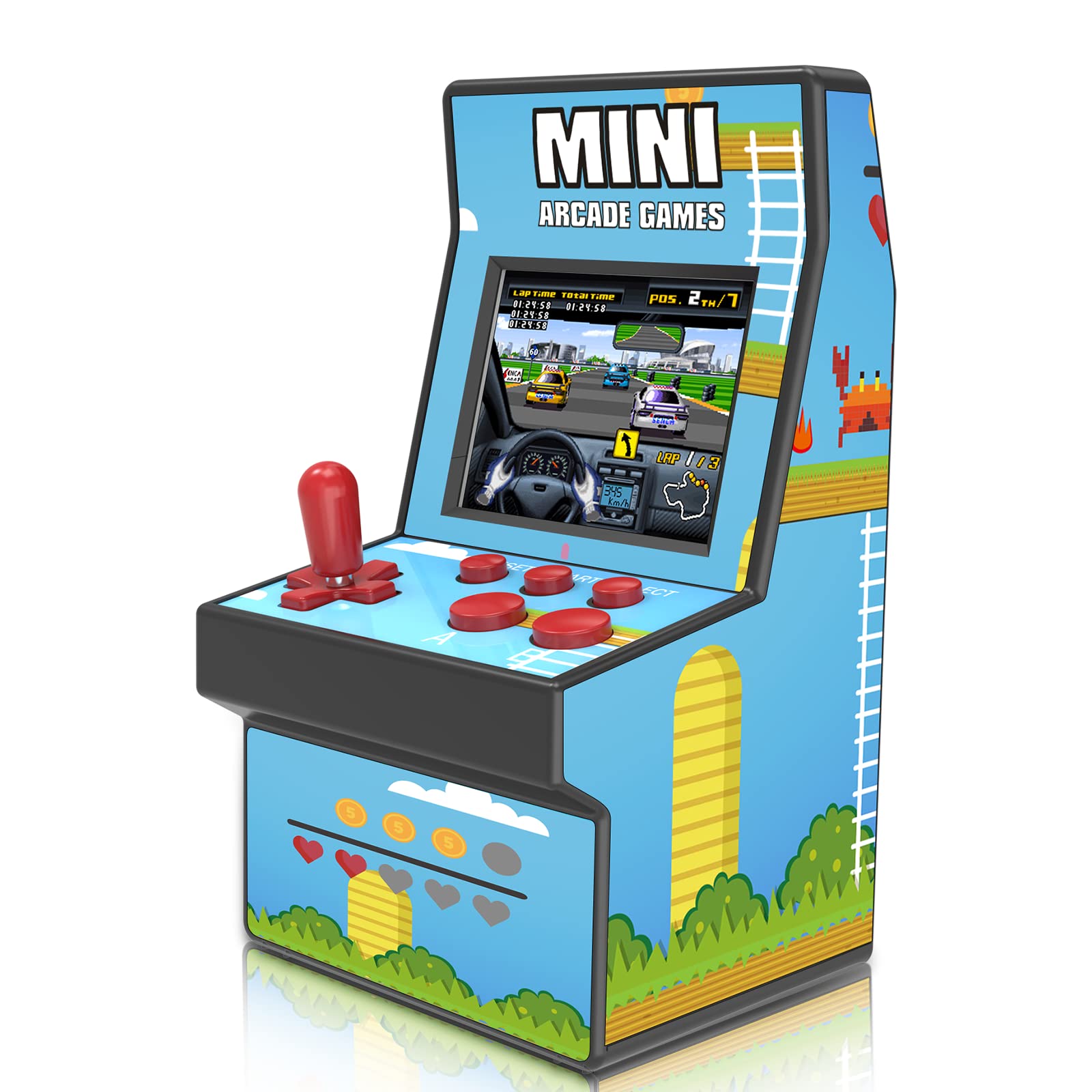 Amazon Com Mini Arcade Games Machine Retro Handheld Games Console With 2 Video Games 2 8 Tft Screen 16 Bit Electronic Travel Games Best Gift For Kids Adults Toys Games