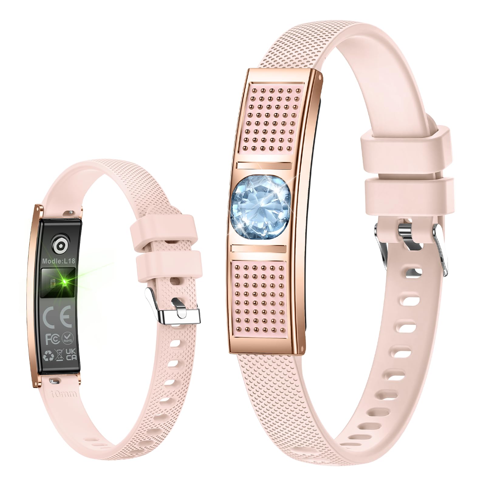 Yihou Fitness Tracker Fitness Bracelet Smart Bracelet for Women Jewelry Smart Band with Heart Rate Monitor Sleep Tracker for Android iOS Rosegold Silicone