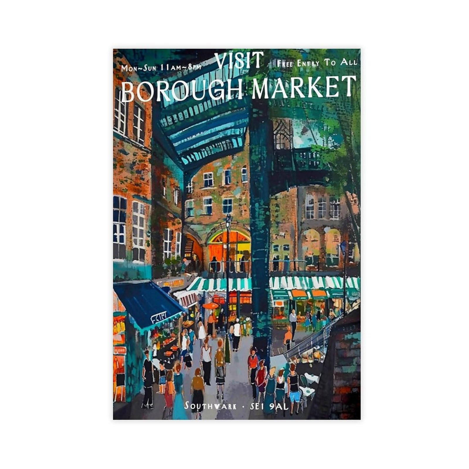 BNCEDJK Borough Market Print Canvas Poster Bedroom Decor Landscape Decor Gift 08x12inch(20x30cm)