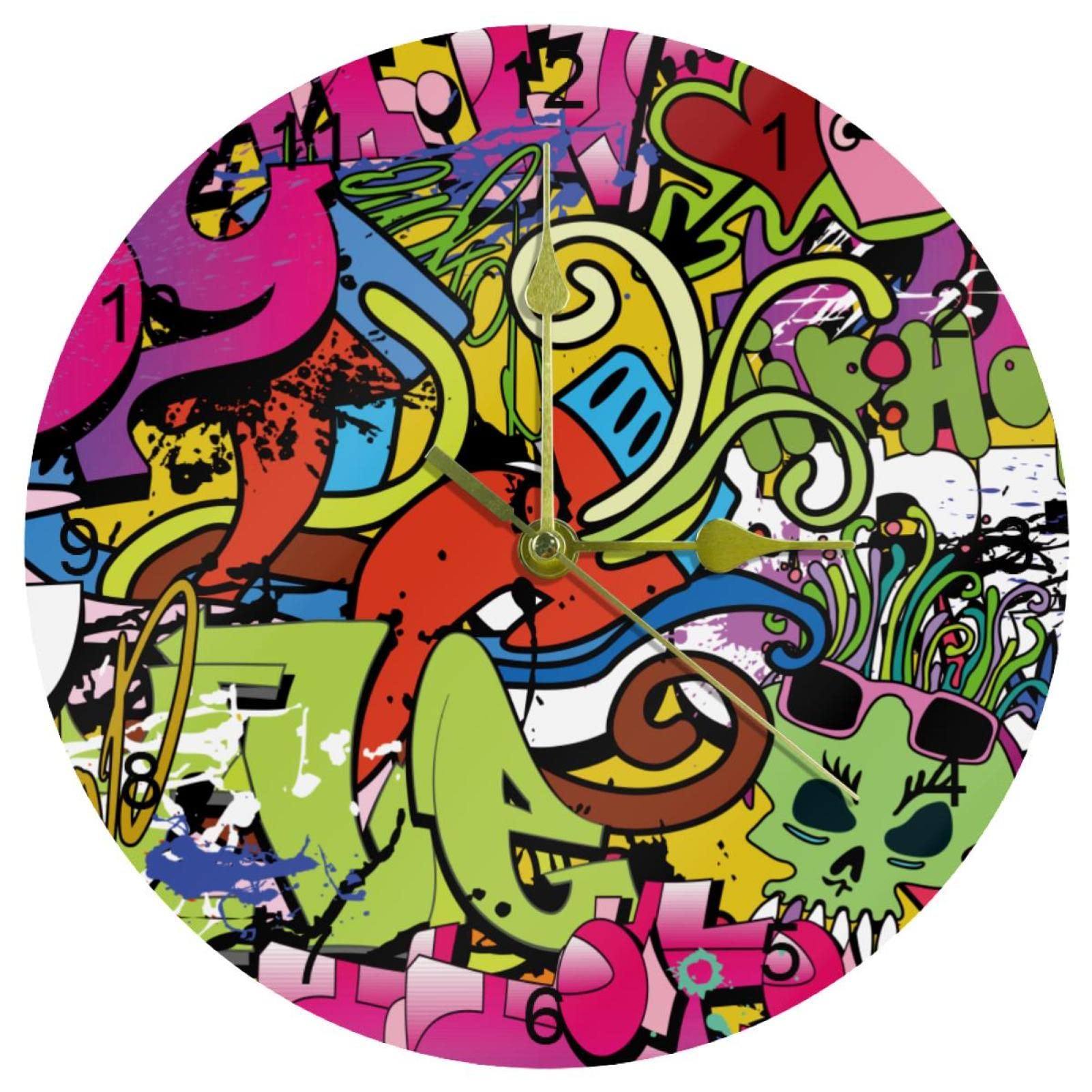 Horloge murale abstraite ronde de 25,4 cm avec chiffres arabes pour cuisine