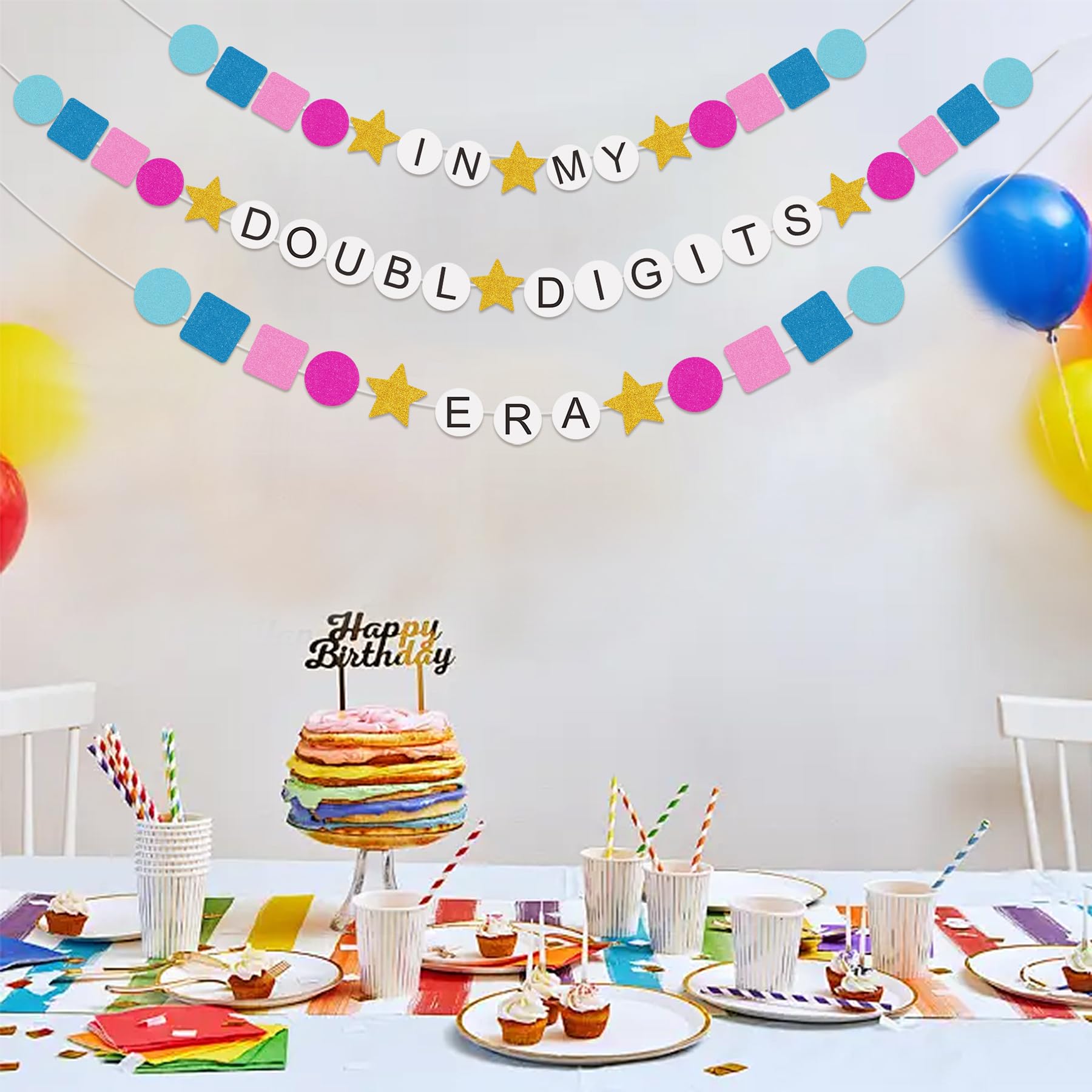 Bannière Bohème Arc-en-ciel « Happy Birthday » Pour Filles - Décoration De Fête Bohème Pour 1er
