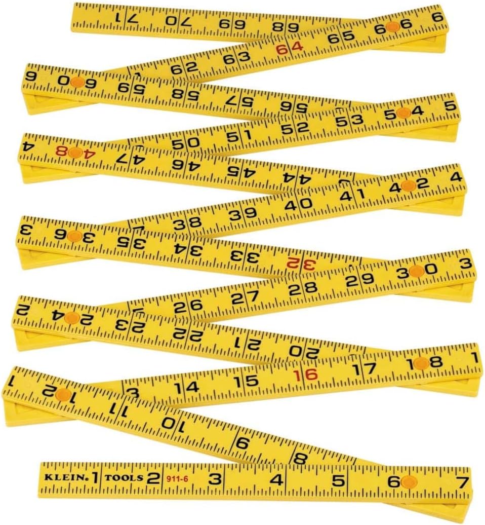 Klein Tools 911-6 Folding Ruler 6-Foot, Durable Fiberglass, Outside Reading