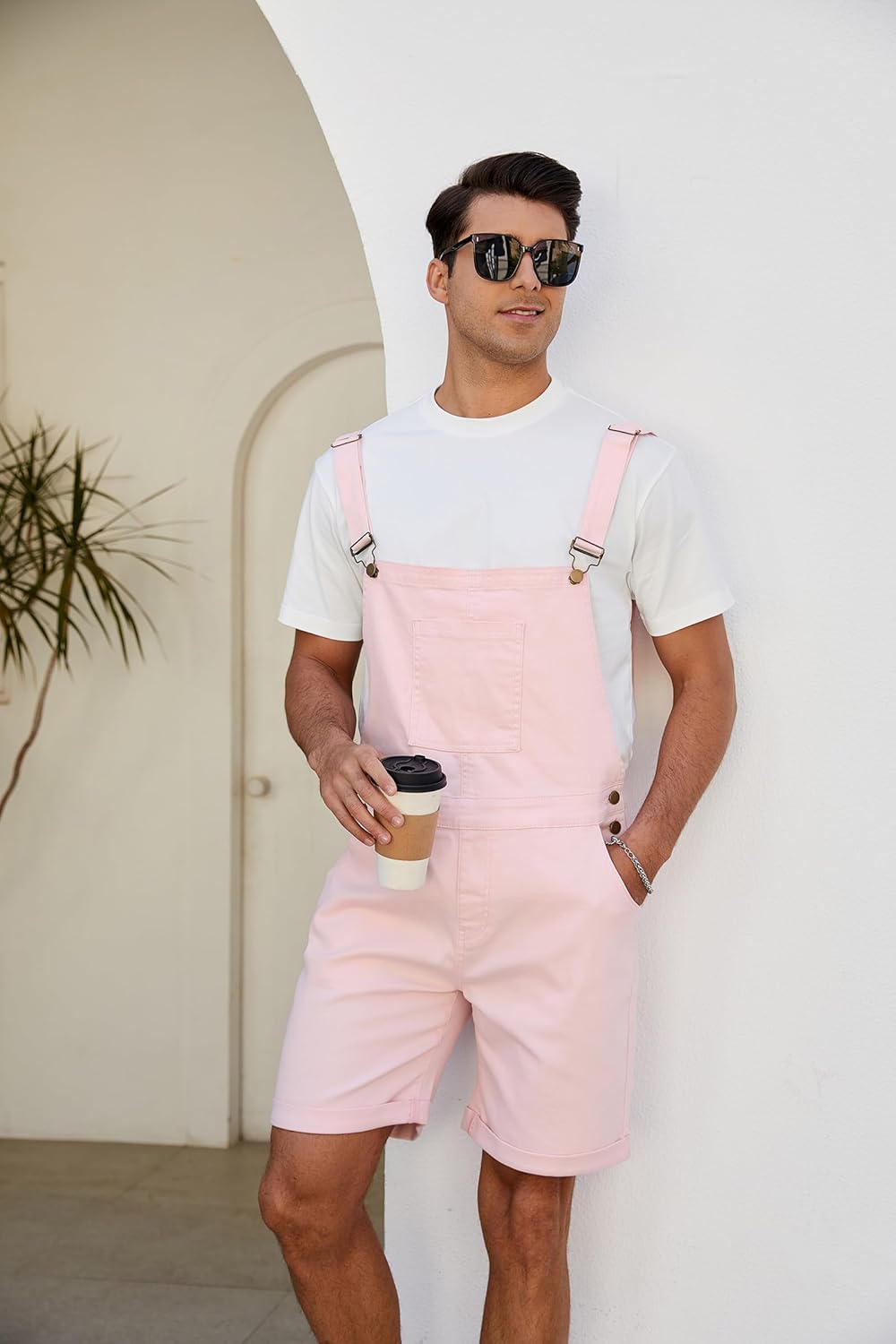 LONGBIDA Men's Denim Overalls Shorts Jean Bib Women Jumpsuit Casual Walkshort Summer Romper with Pockets - Image 2