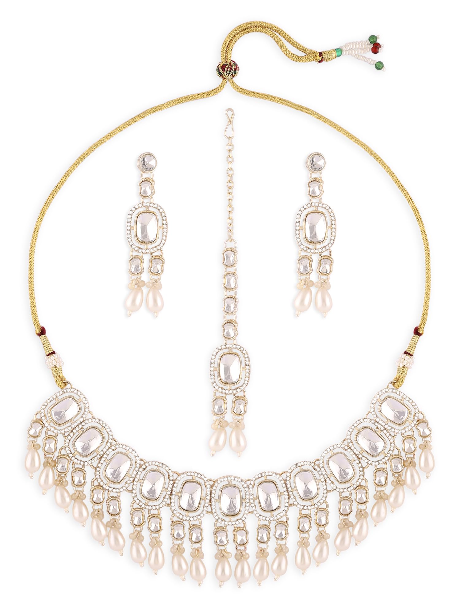 ZAVERI PEARLS Gold Tone Austrian Diamonds Artificial Stones & Beads Bridal Choker Necklace Earring & Maangtikka Set For Women-ZPFK18838 (B0DCSVHDNZ) Amazon Price History, Amazon Price Tracker