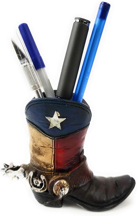 RAINBOW Texas Boot Pencil Holder Small Vase