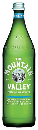 THE MOUNTAIN VALLEY Agua de manantial natural pura fina con gas 1 L. Paquete de 12