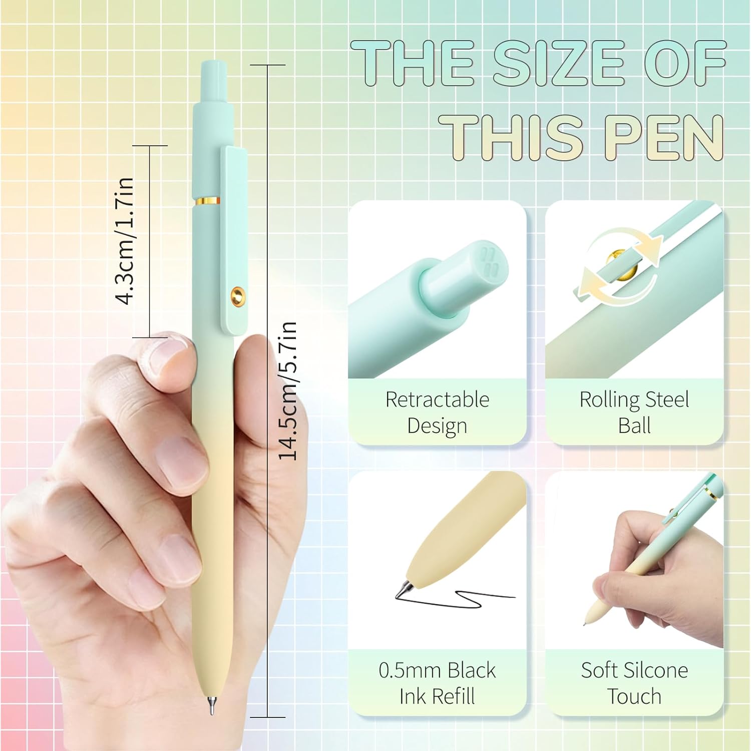 Gel Pens, 6 Pcs Fine Point Smooth Writing Pens Cute Pens for Women, High-End Series 0.5mm Black Ink Pens for Journaling Note Taking, School Office Supplies (6 Pcs Gold Gradient) - Image 2