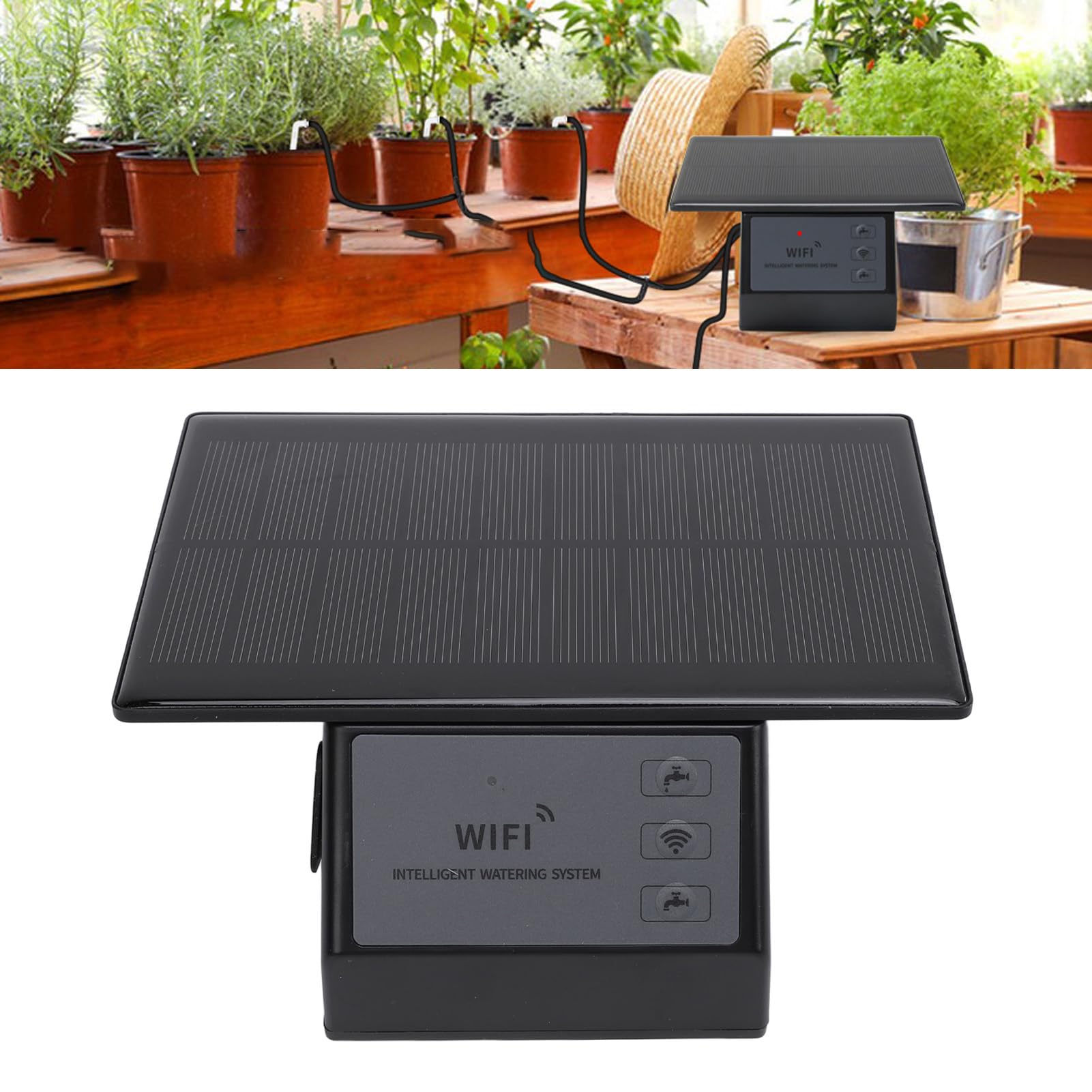 Qcwwy Kit di Irrigazione a Goccia Automatica Batteria WiFi Solar Pompa 'Acqua Automatica per Giardino Casa Piante in Vaso Irrigazione Giardino da Cortile Kit di Irrigazione