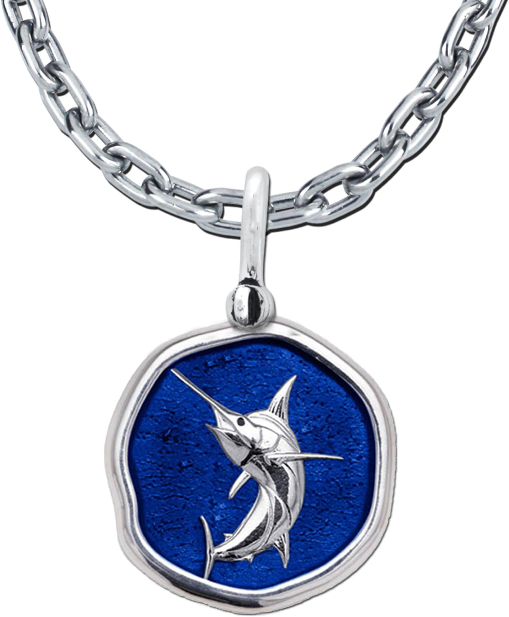 Leaping Blue Marlin Necklace - Pendant Crafted in Sterling Silver on 24" Chain