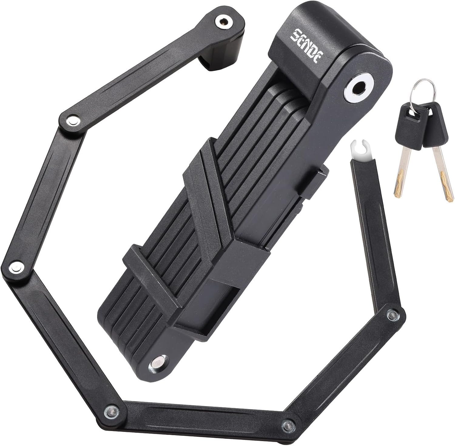 Folding Bike Lock - Folding Locks with 2Keys Heavy Duty Anti Theft Alloy Steel with Mounting Bracket 2pc Straps Bicycle Locks for Bicycles E-Bikes Scooter Mountain Bikes (30 in)