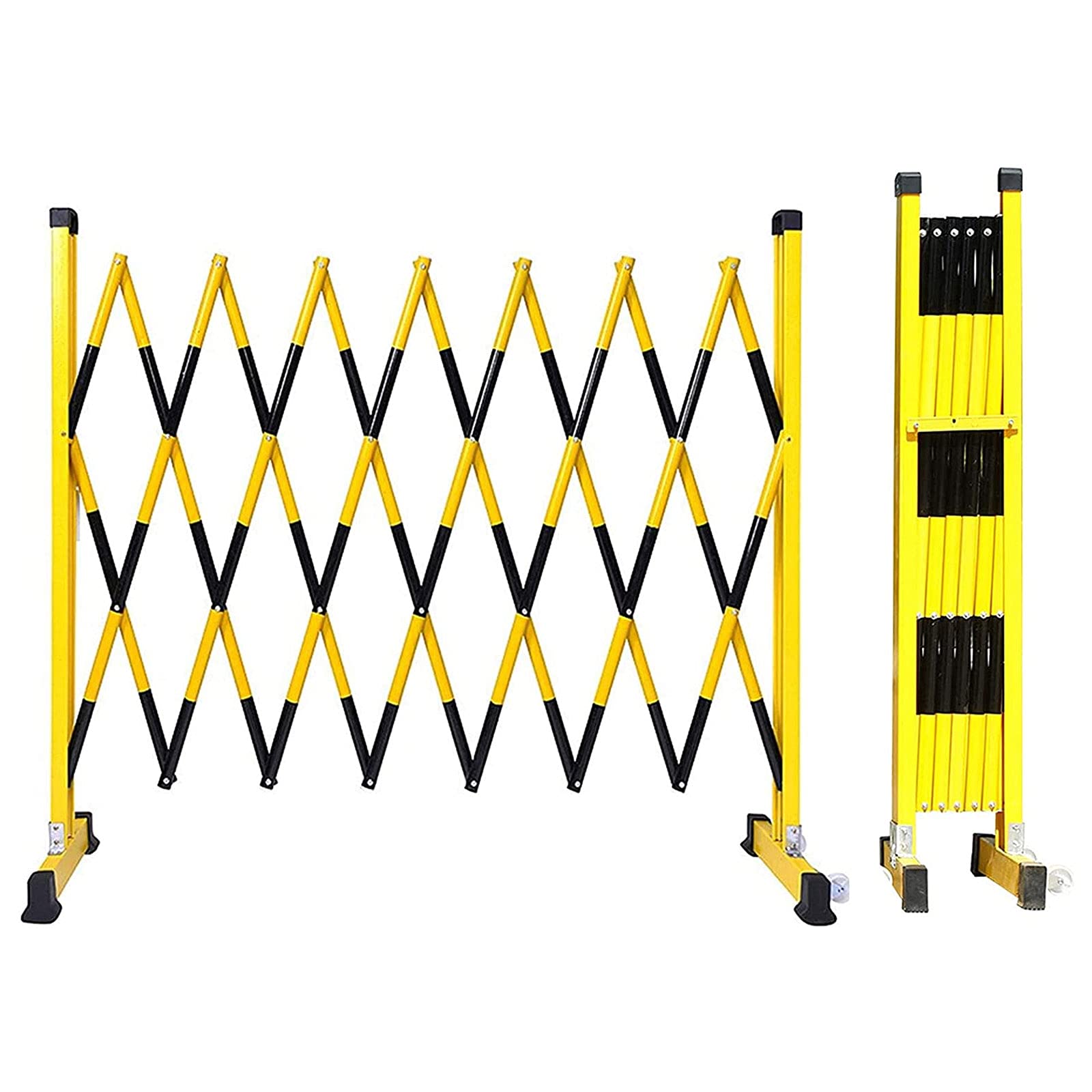 Espandibile Mobile Barricata, Recinzione Stradale Pieghevole, Barriera di Sicurezza in FRP, Portatile Barriere Stradali con Ruote per la Scuola, Il Centro Commerciale, Corsia,Yellow black,1.2x5m