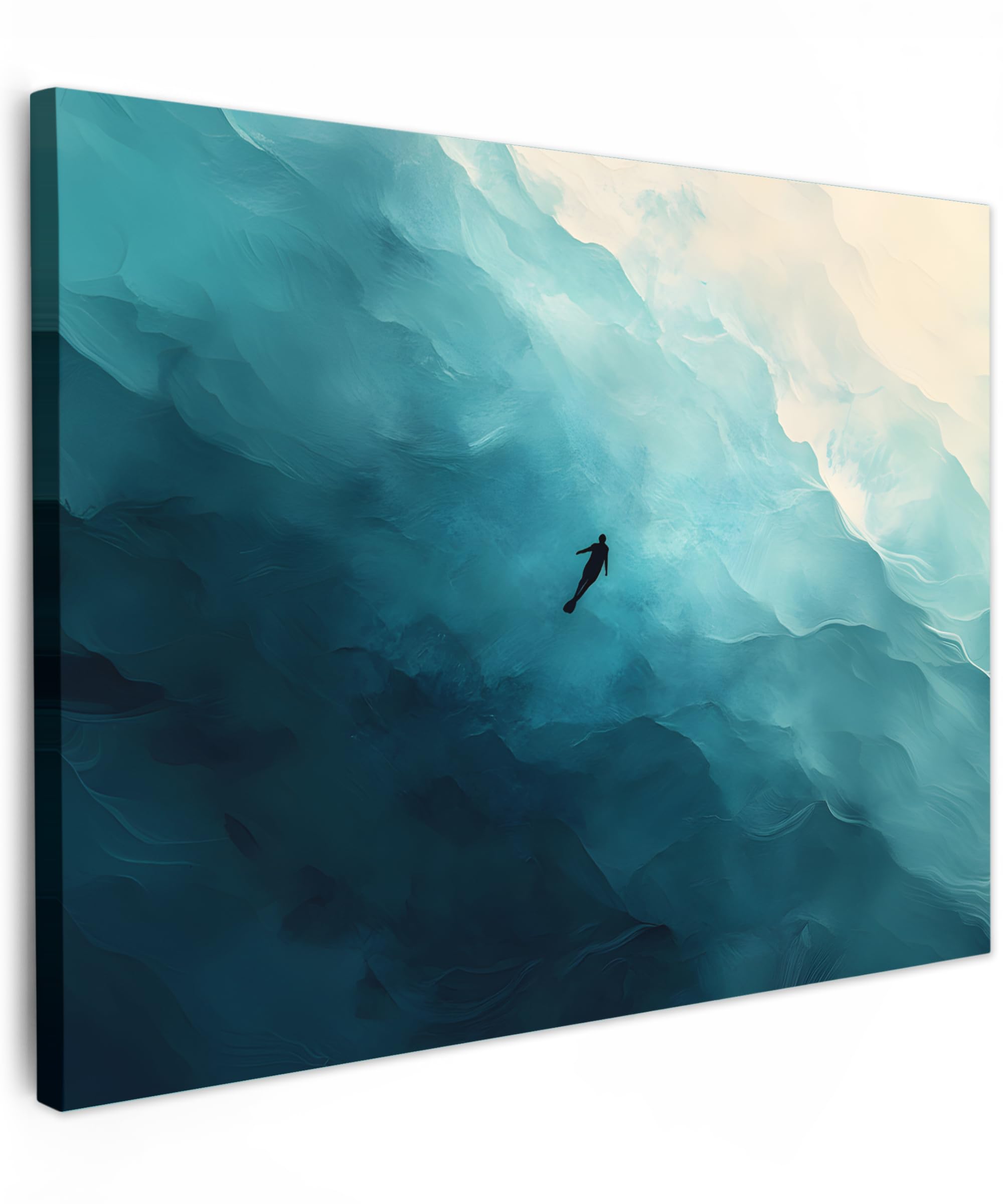 MuchoWow© Canvas Wall Art 31"x24" / 80x60 cm Decor Hanging Pictures for Living Room Canvus Artwork Deco Walls Sea - Silhouette - Abstract - Blue