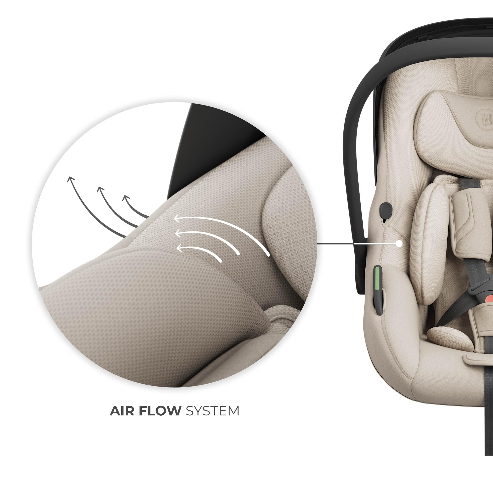 KINDERKRAFT ENDURA SAFE MODULAR SYSTEM, 3en1, Para niños y Bebés, Silla de coche para niños, Base giratoria, Ultraligera(3,2kg), Acolchado premium, Sistema de protección para la cabeza, Beige