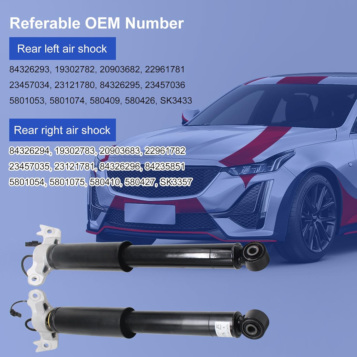 2PCS Rear Air Suspension Shock Absorbers Struts w/Electric for Cadillac XTS 2013-2019 3.6L V6 Replace# 20903683 23457034 84326293 84326294