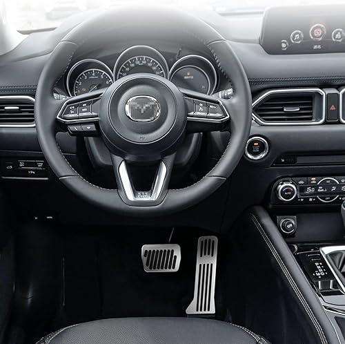 Miniatura 6 de ANFOKAS Accesorios para Mazda 3 6 CX-5 CX-9 de aluminio para pedal de automóvil, cubiertas de pedal de freno de gas, almohadillas de pedal - plateado