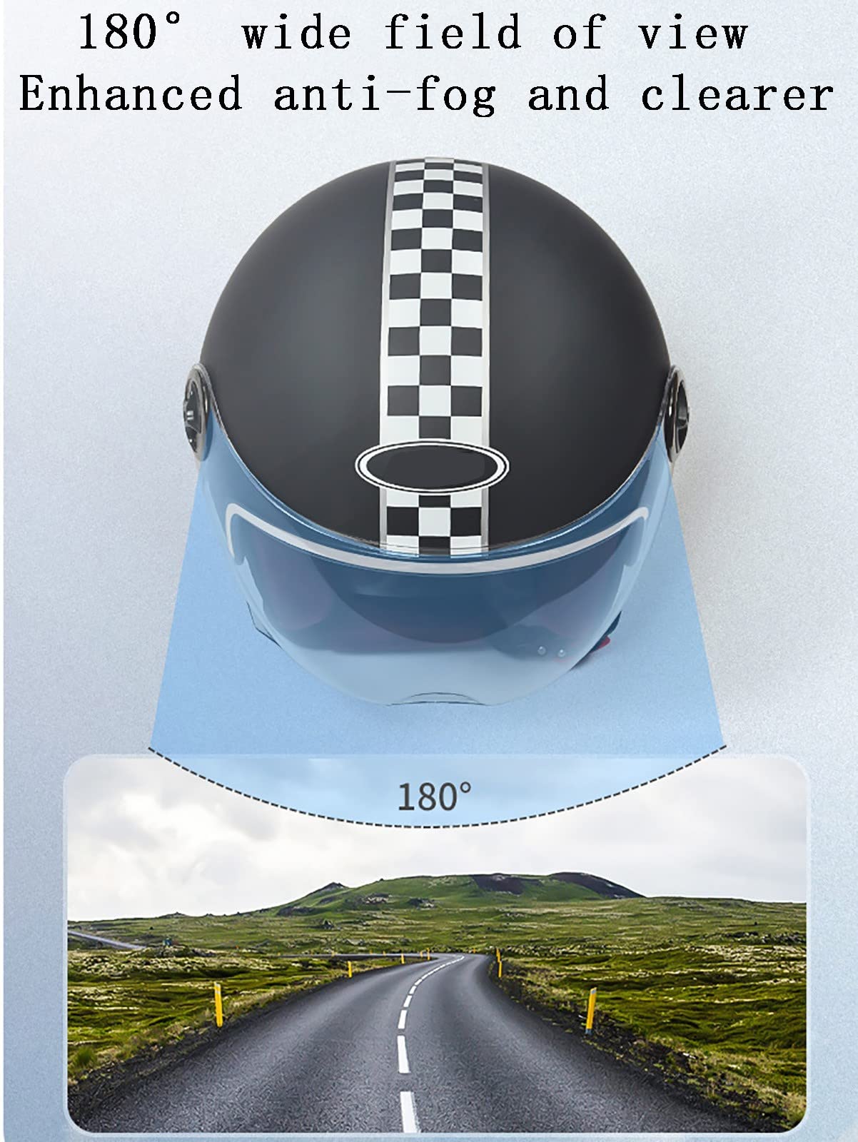 HZIH Retro Casco Mezzo, Casco per Moto Occhiali da Sole Visiera Uomo e Donna Casco Mezza per Adulti Scooter da Strada Sempre in Sella Mezzo Casco/ DOT/ECE Approvato