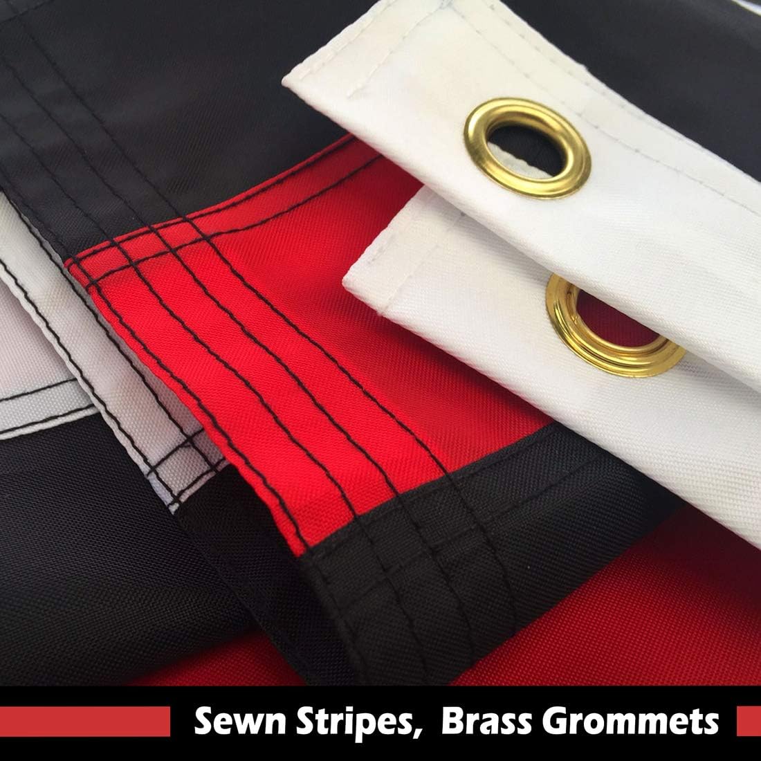 Thin Red Line Flag 3x5 Ft - Embroidered Stars, Heavy Duty Nylon, Sewn Stripes and Brass Grommets. All Weather American Honoring Firefighter Flags. USA Black Red and White Outdoor Flags Banner