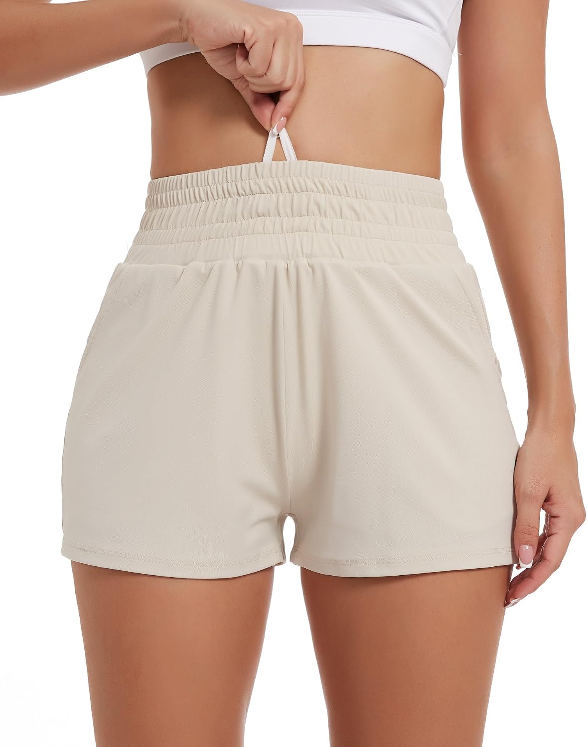 Women's Athletic Shorts, High Waisted Shorts with Mesh Liner & Pockets for Sports/Running/Yoga/Workout/Girl