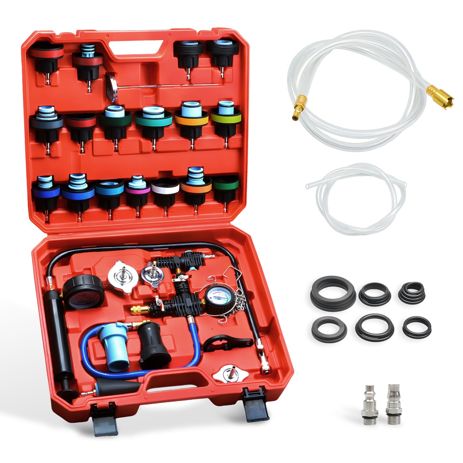 Tester Pressione Radiatore Universale 32 Pezzi con 23 Adattatori Kit Prova Sistema Raffreddamento