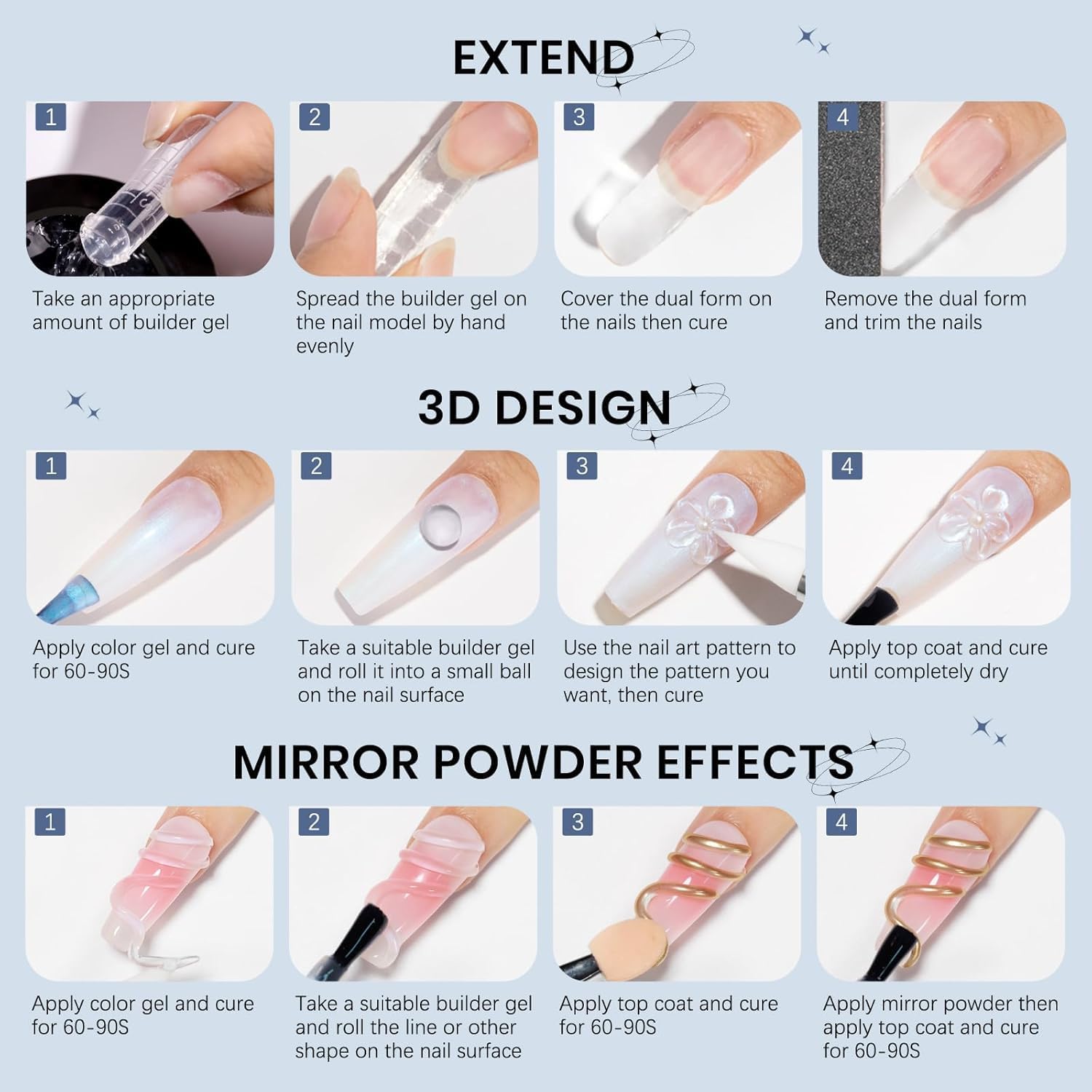 Solid Builder Gel for Nails - 5D Nail Art Gel Clear Non-Stick Hand for Carving Molding Patterns Decoration or Manicure DIY at Home. 4