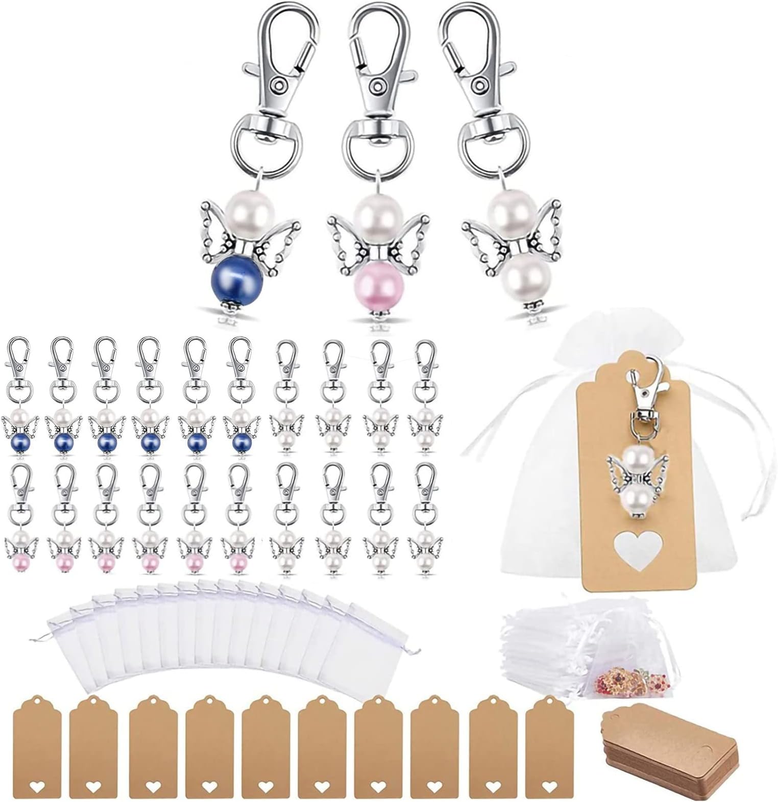 25 Satin Gastgeschenk-Täschchen Für Hochzeit - Mit Herz-Anhänger