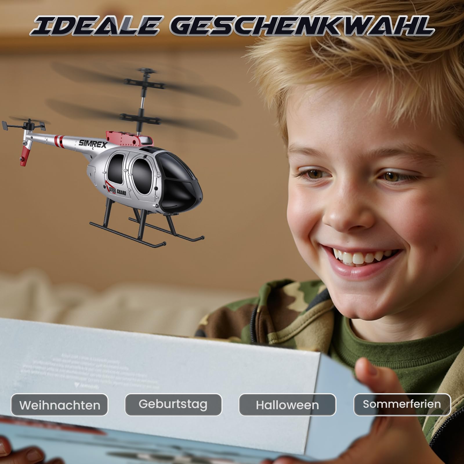 SIMREX Hubschrauber, 2.4 GHz ferngesteuerter Hubschrauber, 2 Geschwindigkeitsmodi mit 20 Min Flugzeit, rc helikopter, Flughöhe halten, helikopter Spielzeug für Jungen und Mädchen, das Beste für Kinder
