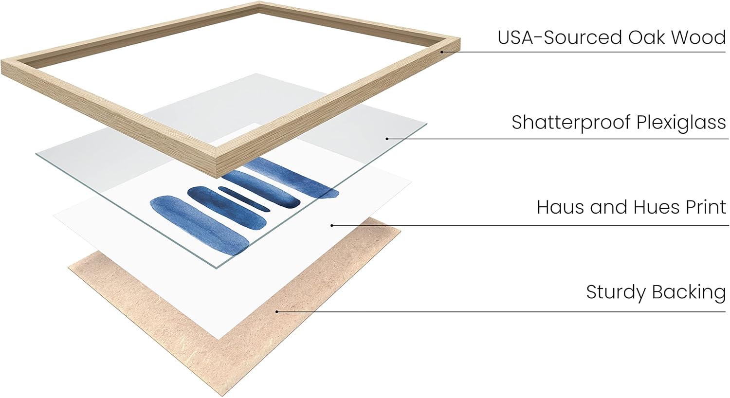 HAUS AND HUES Abstract Blue Art - Set of 4 Abstract Art Wall Decor for Living Room, Watercolor Prints Wall Art, Navy Blue Wall Art (Beige Frame, 11x14)