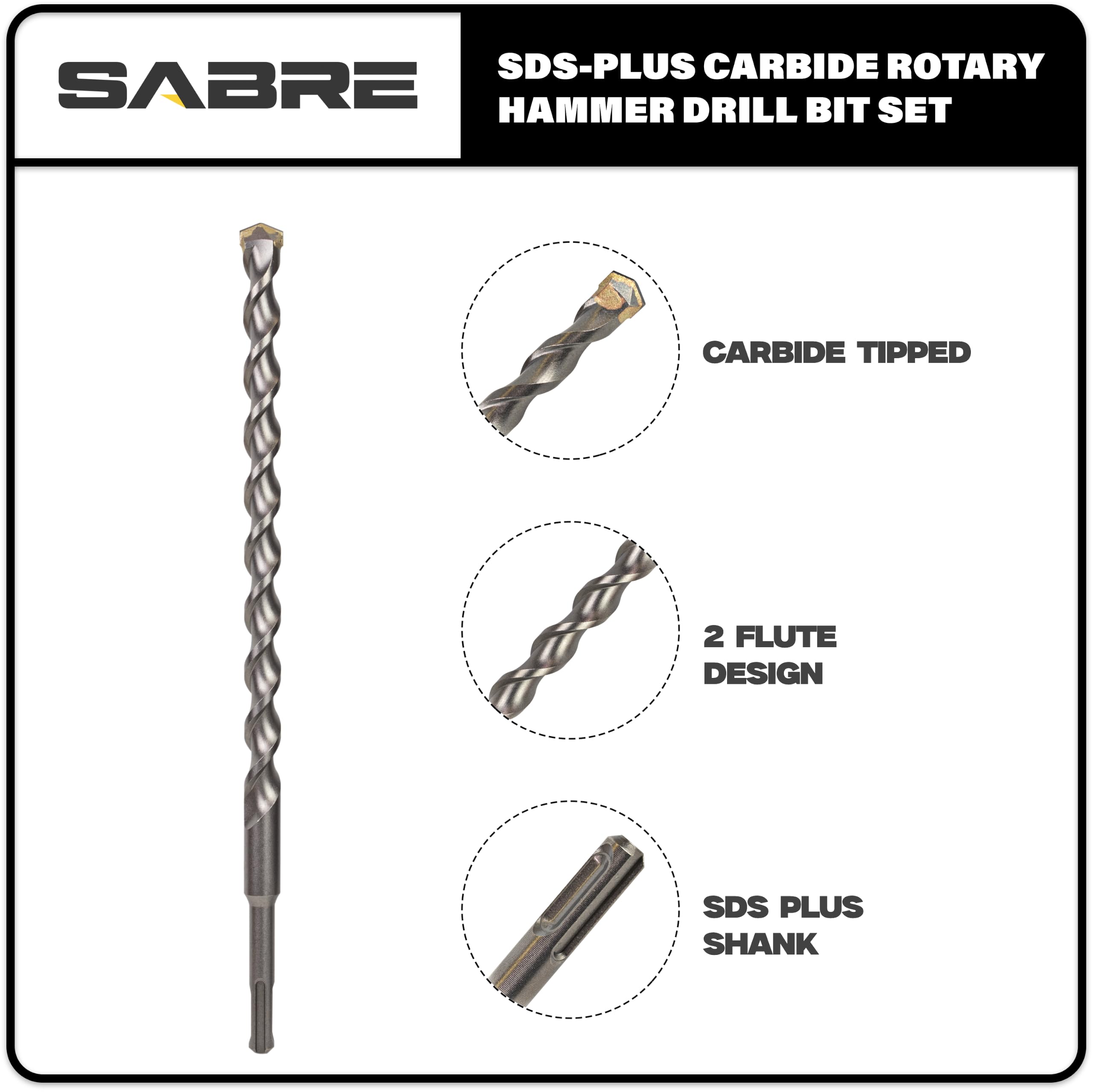 SDS Plus Drill Bits - 4 Piece Masonry Set -3 SDS Plus Drill Bits - 4 Piece Masonry Set -3