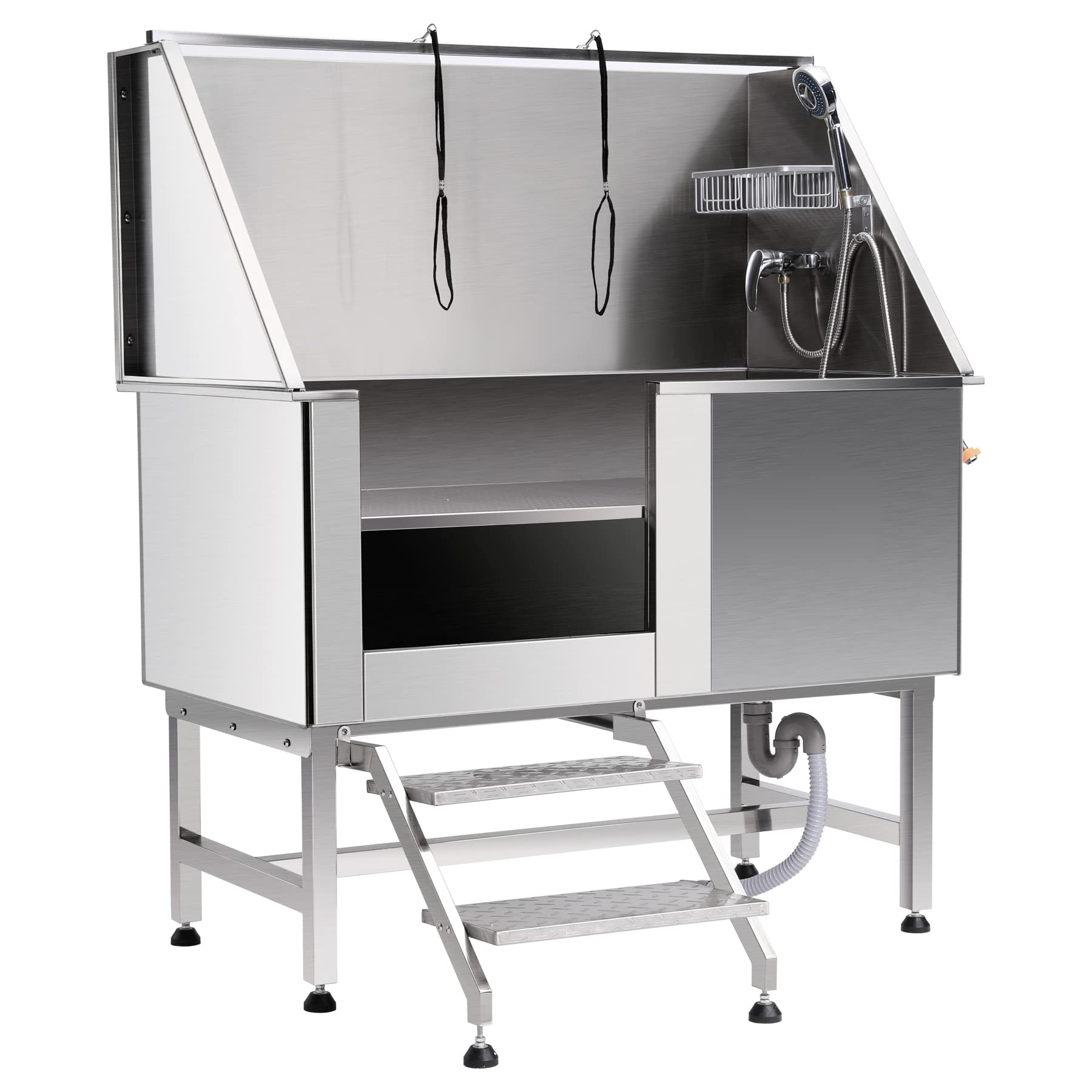 Baignoire pour Animaux de Compagnie, Baignoire de Toilettage en 304 INOX pour Chiens Chats de 118KG Max., Baignoire en 304 Acier Inoxydable pour Bain de Chien