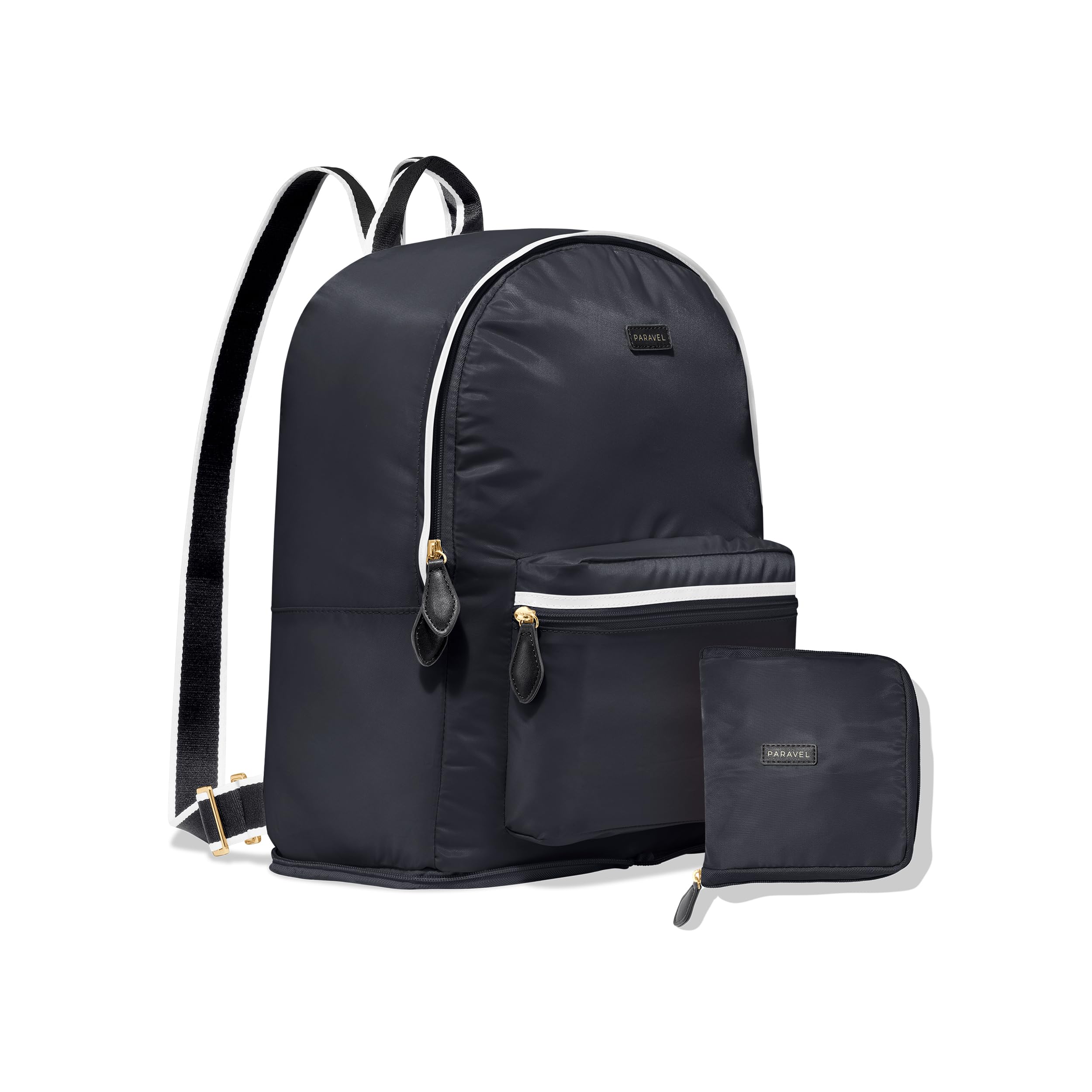 ParavelFold Up Travel Backpack | Packable Foldable Travel Bag | Carry On Nylon Backpack with Trolley Sleeve | Derby Black