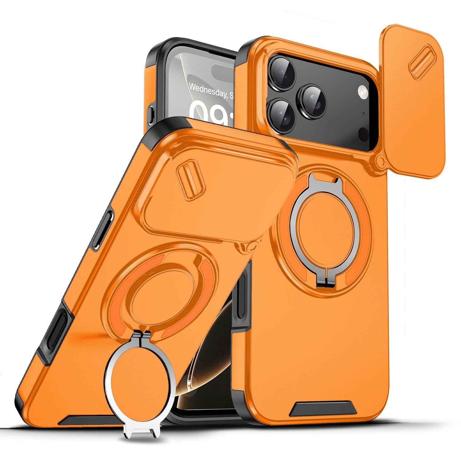 Coque iPhone 11 silicone orange à béquille pour regarder vos vidéos en voyage