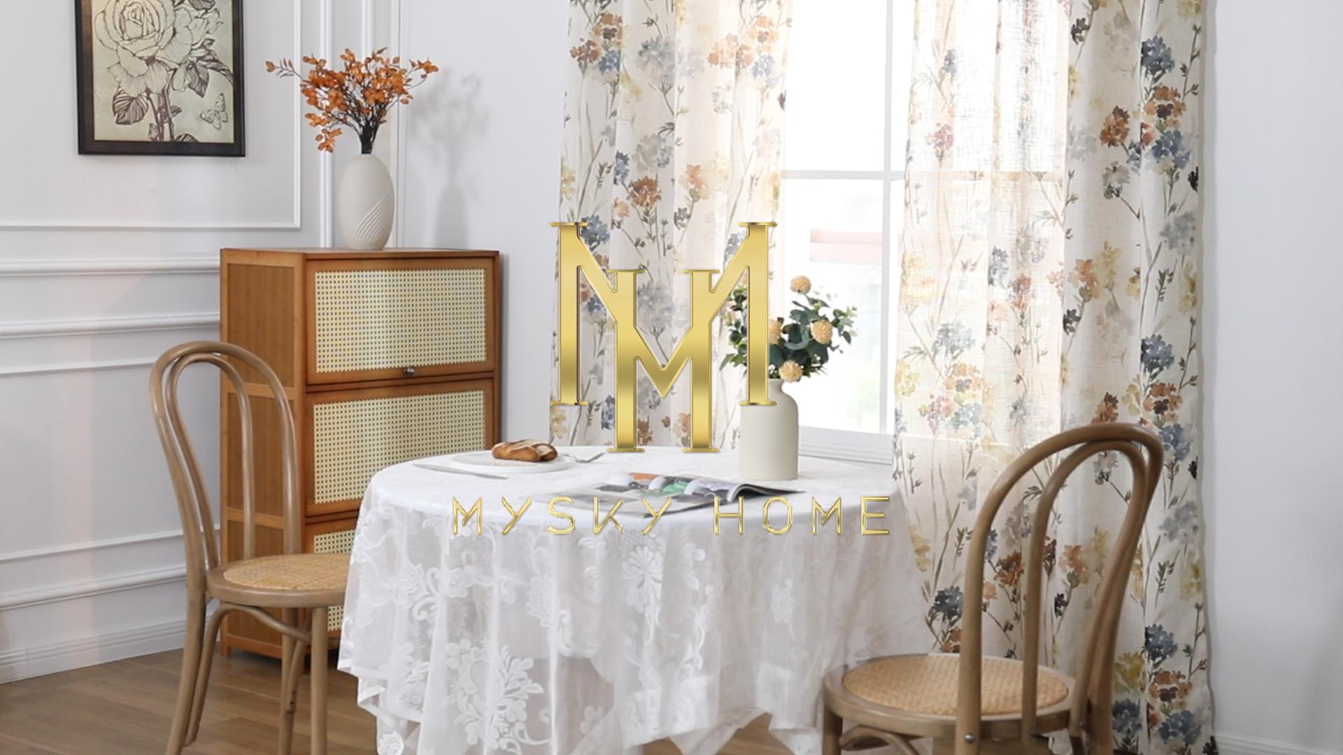 Amazon.com: MYSKY HOME Floral Linen Curtains 84 inch Length 2