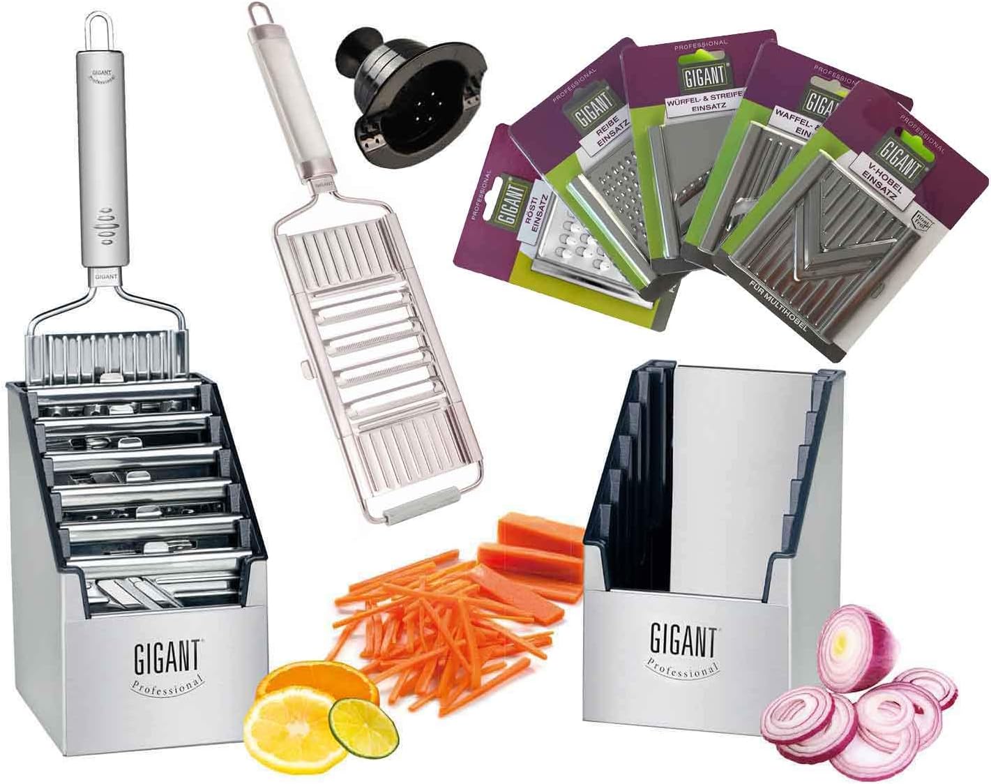 Gigant 4-Way Slicer with Multi-Box 5 Inserts Silver