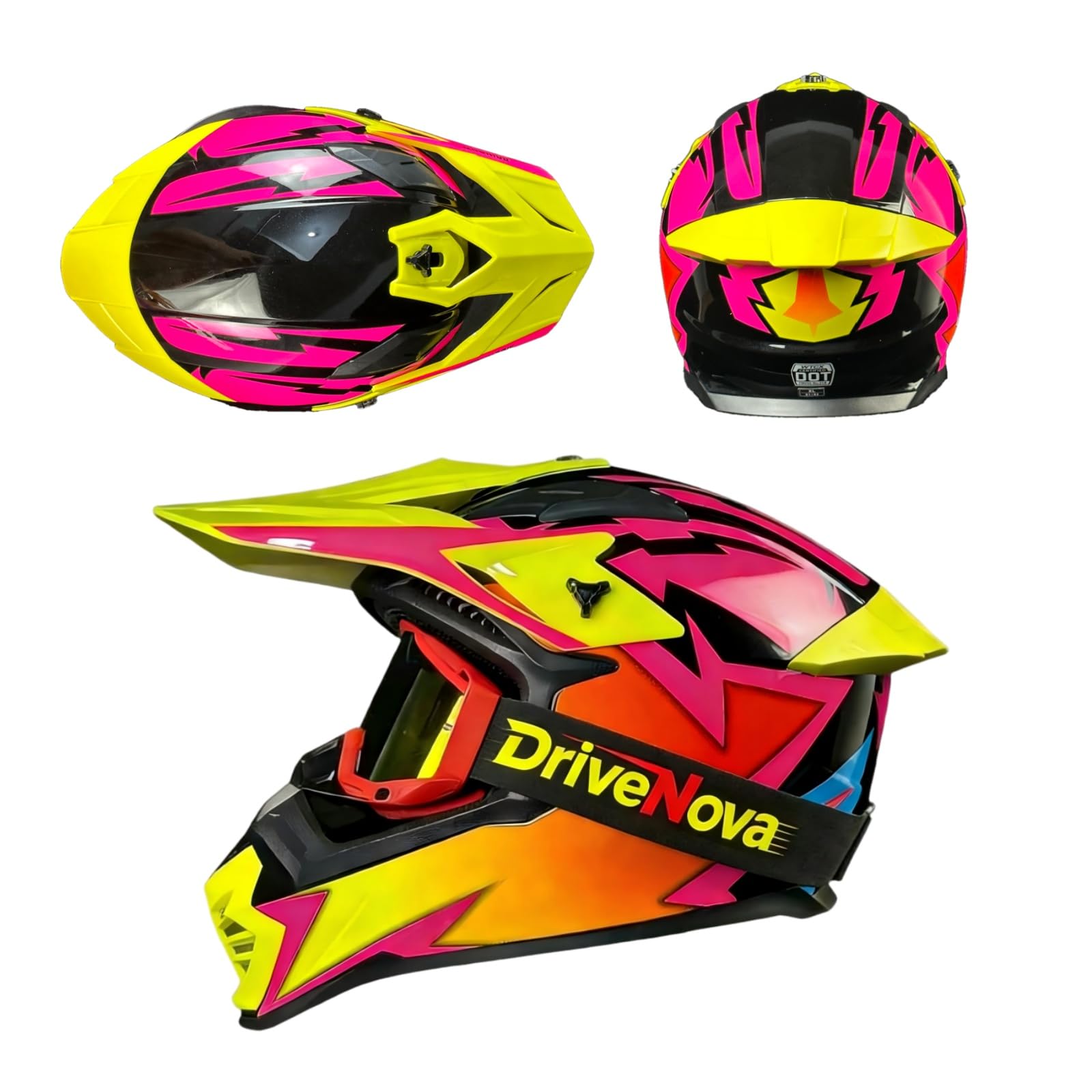 Casque Intégral pour Motocross et VTT, Casque Cross pour Adultes avec Lunettes, Casque Full Face Moto Downhill, Casque ATV Incluant 3 Garnitures de Différentes Tailles